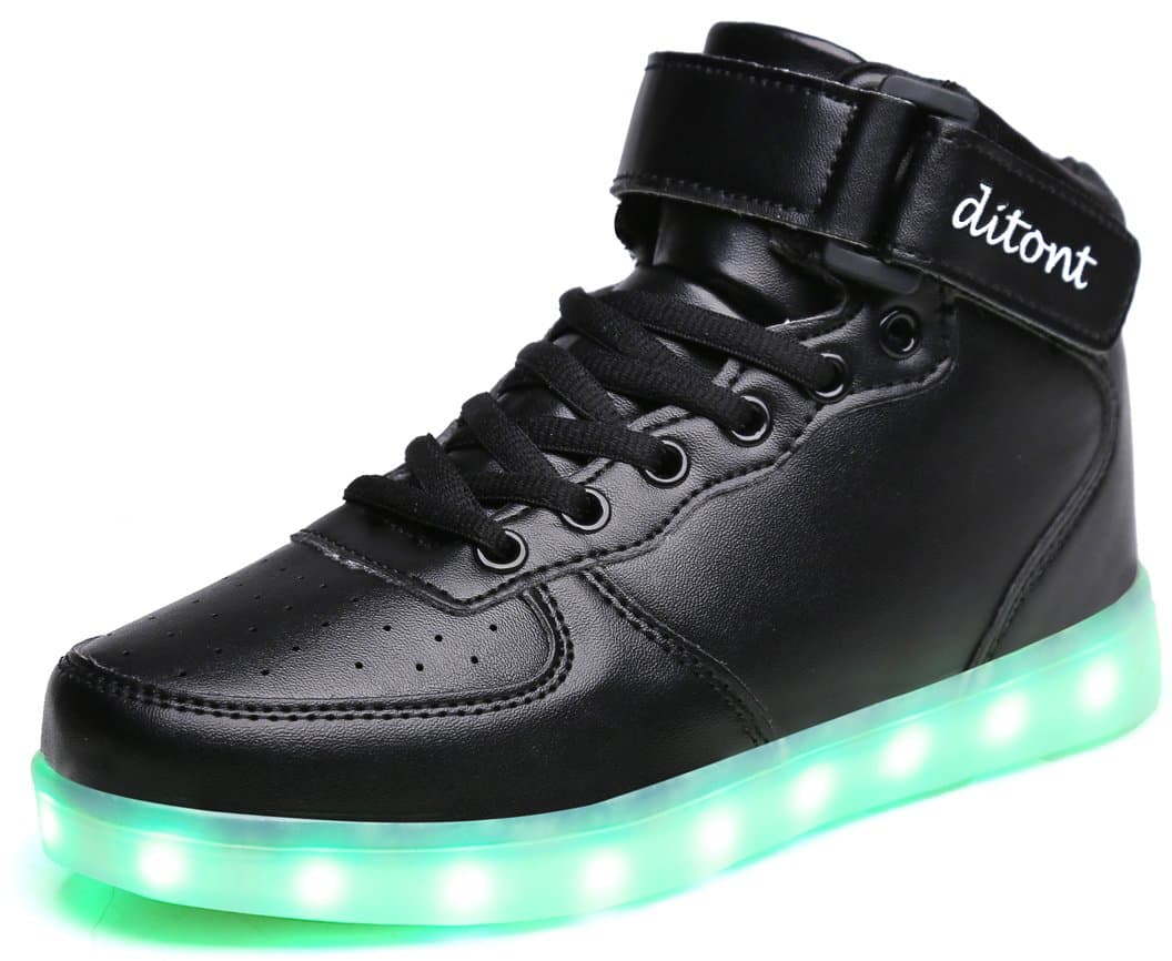 ditont LED Light Up Shoes Flashing Sneakers with Remote for Kids Boys Girls (DT98Black26)