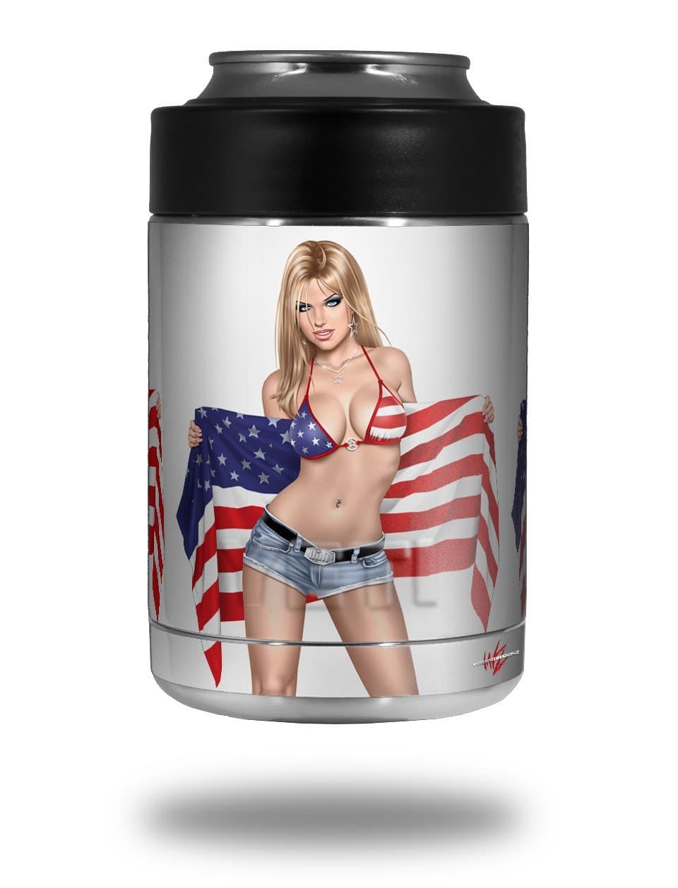 Independent Woman Pin Up Girl - Decal Style Skin Wrap fits Yeti Rambler Colster and RTIC Can (Cooler NOT Included)
