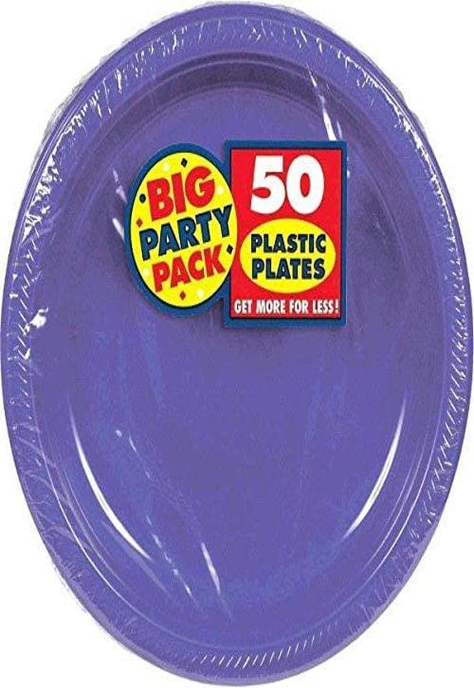 Amscan Big Party Pack 50 Count Plastic Lunch Plates, 10.5-Inch, New Purple