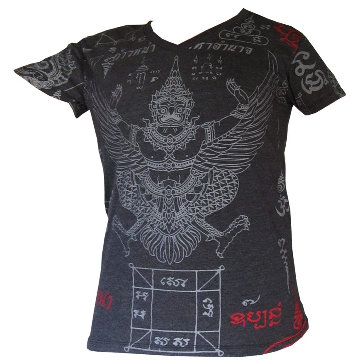 PANASIAM Mens T-Shirt Tiger Yantra, Old Cambodian Symbol of Protection, Khmer Tattoo Art