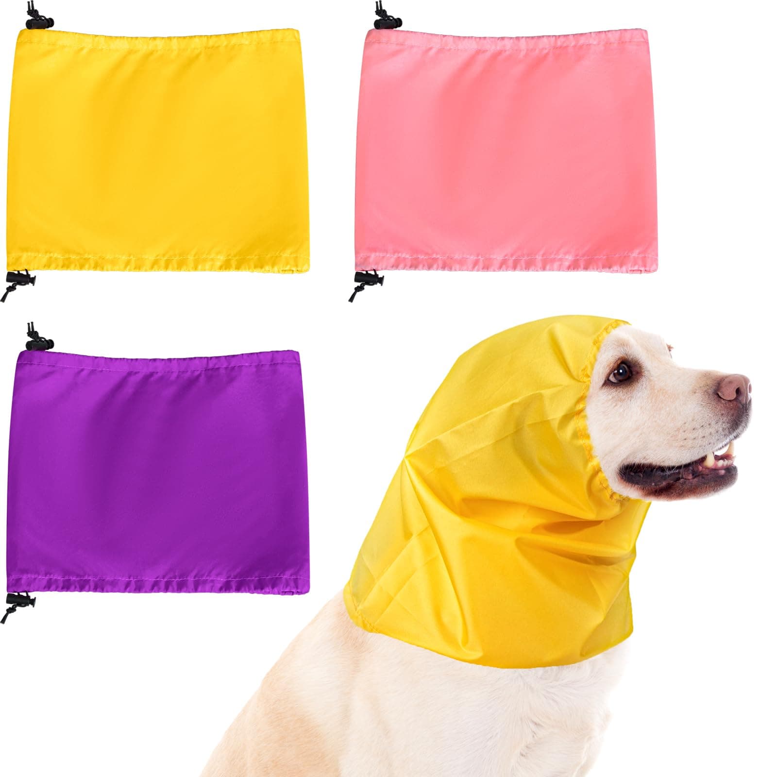 Aliceset 3 Pcs Dog Bath Shower Cap Waterproof Dog Ear Bath Protection Headband Snood Rain Hat Ear Covers for Wrap Rain, 3 Color