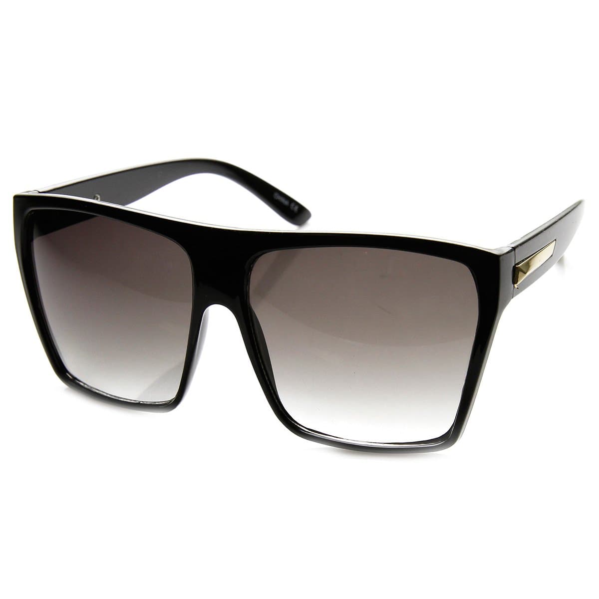 zeroUVSuper Oversized Sunglasses Unisex Flat Top Square Frame Fashion Wear Black Silver