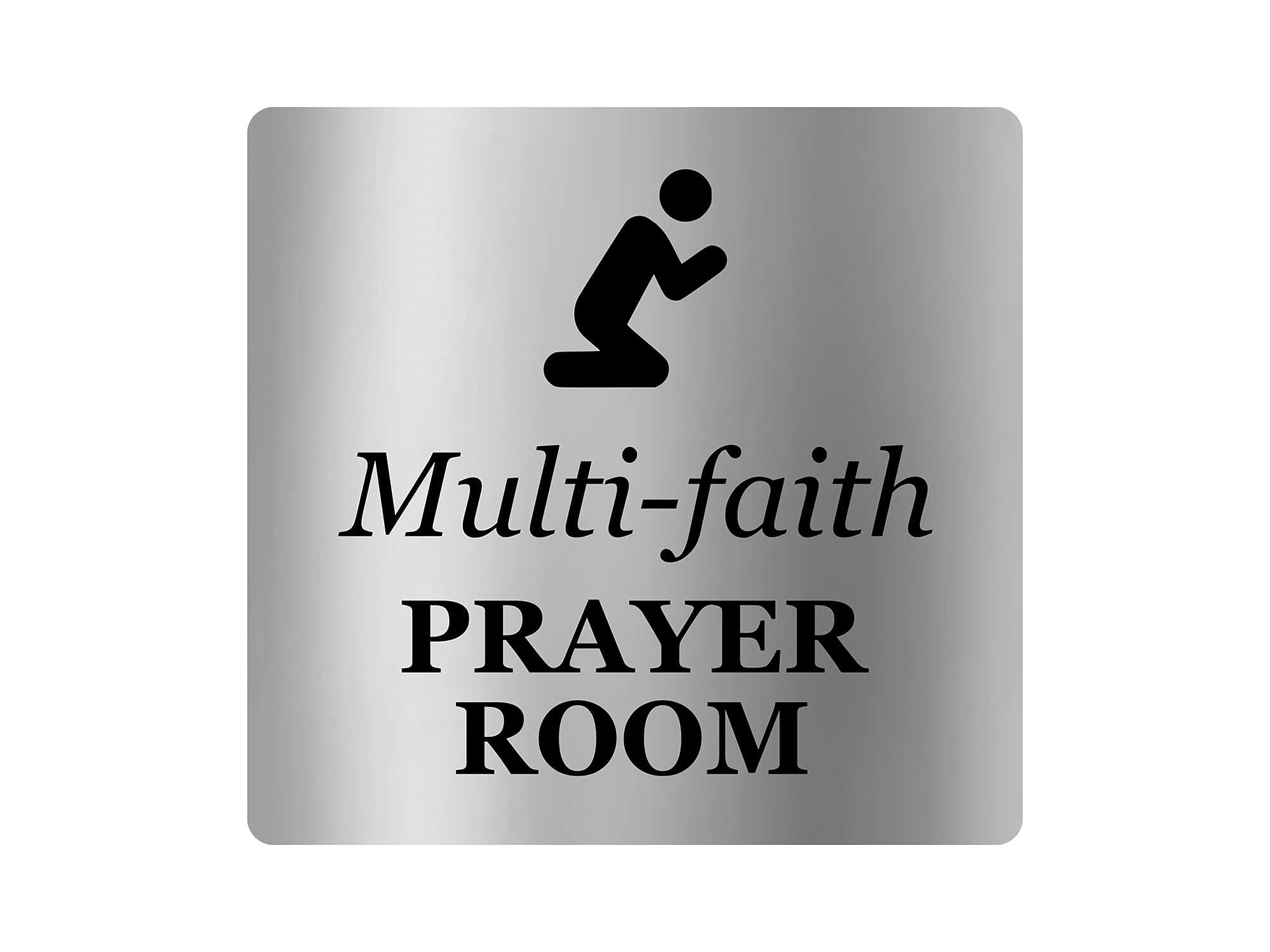 Multi-faith Prayer Room - Adhesive Door Sign. Laser Engraved 3mm Adhesive Acrylic.