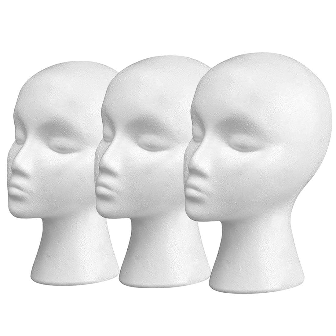 Smilco 11" 3 Pcs Wig Head - Tall Female Foam Mannequin Wig Stand and Holder for Style, Model And Display Hair, Hats and Hairpieces, Mask - for Home, Salon and Travel（3 Pieces）