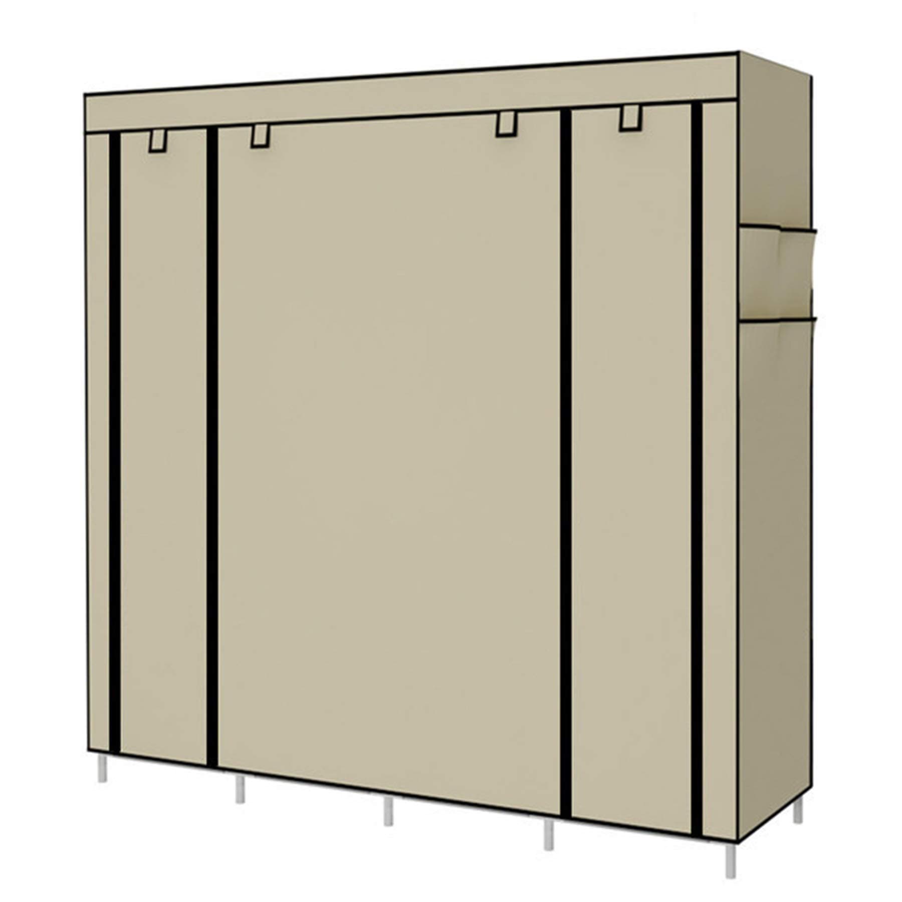 YAYI Portable Wardrobe Clothing Wardrobe Shelves Clothes Storage Organiser With 4 Hanging Rail,Beige