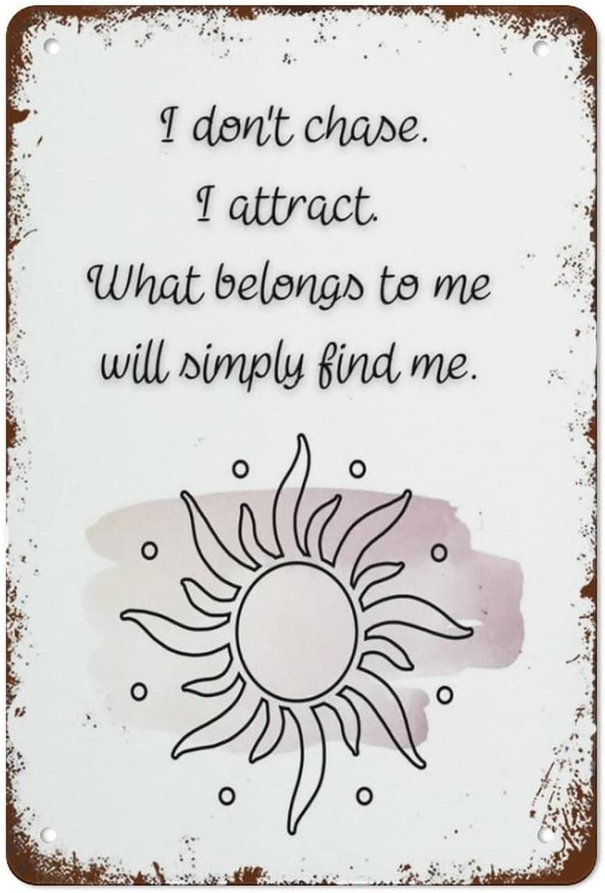 Affirmation Poster Manifestation Quote Wall Art Law of Attraction Art Aluminum Sign Vintage Funny Signs Wall Art Decor Plaque Gift For Home Kitchen Bathroom Restaurant Garden Decorations 8X12 Inch