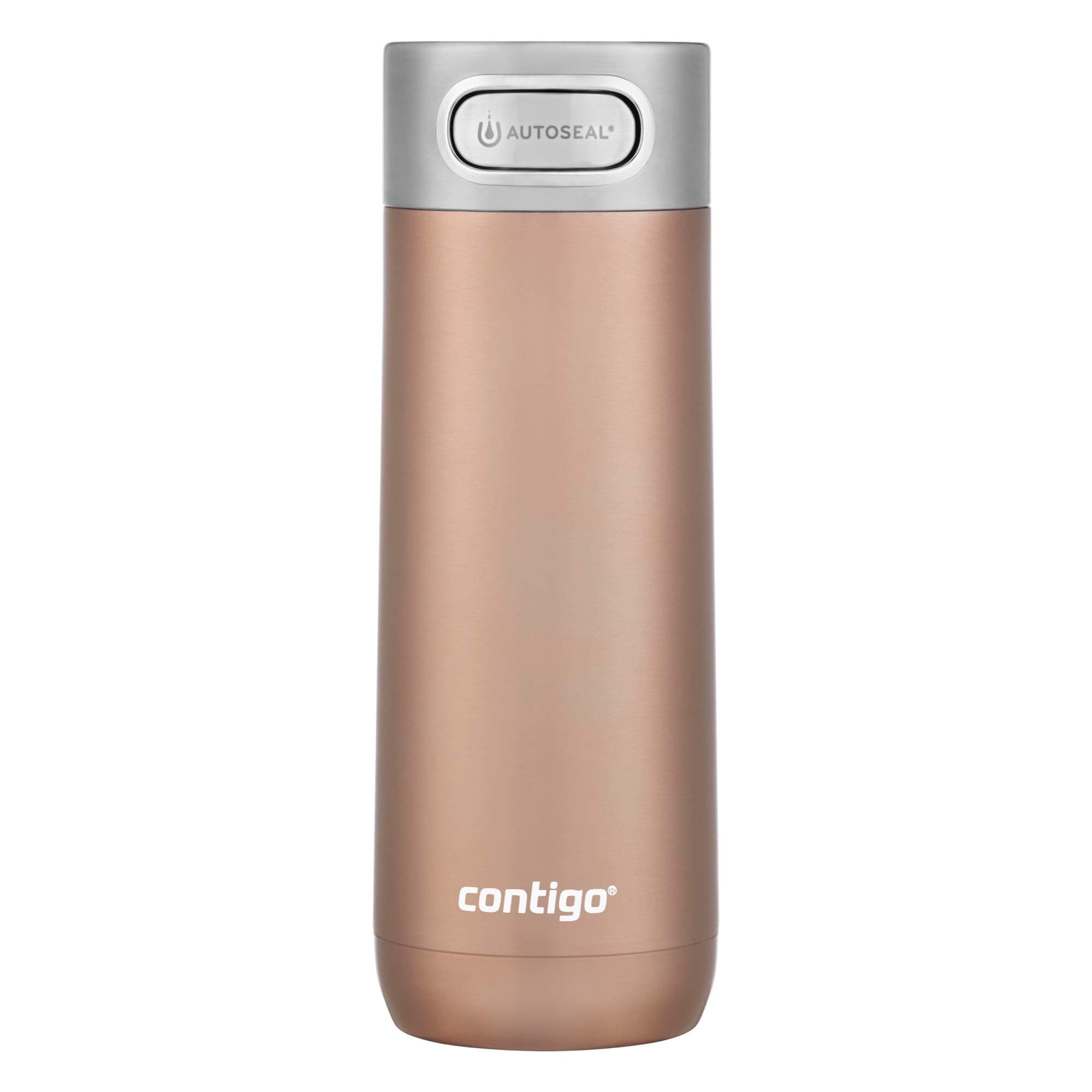 Contigo Luxe Vacuum-Insulated Stainless Steel Thermal Travel Mug, Leak-Proof 16oz Reusable Coffee Cup or Water Bottle, Fits Under Most Brewers and Dishwasher Safe, White Zinfandel