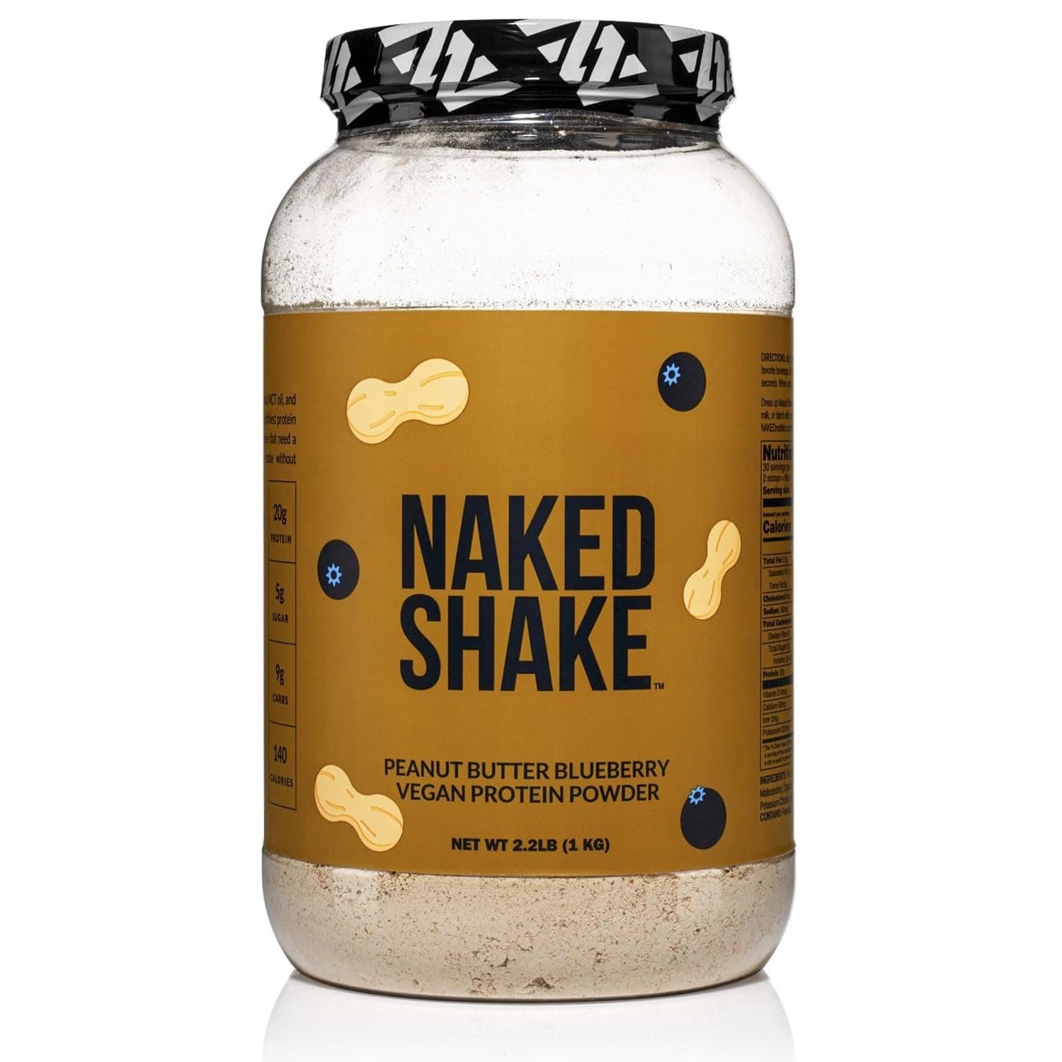 Shake - Peanut Butter Blueberry Protein Powder, Plant Based Protein with Mct Oil, Gluten-Free, Soy-Free, No Gmos Or Artificial Sweeteners - 30 Servings