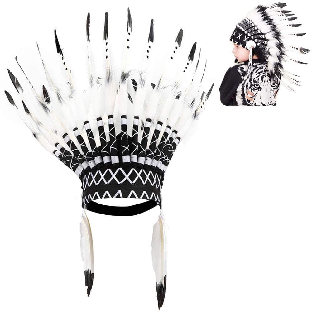 Native Headdress for Kids, Black Chief Indian Headdress Props Hat Funny Child Photography Props Hat for Toddler Unisex Children(Black)