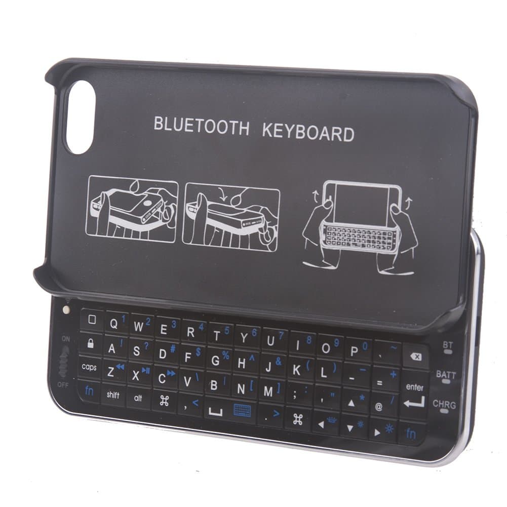 Sliding Wireless Bluetooth Keyboard Hard Shell Back Case Cover for iphone5 5G - Black by Yoyobase