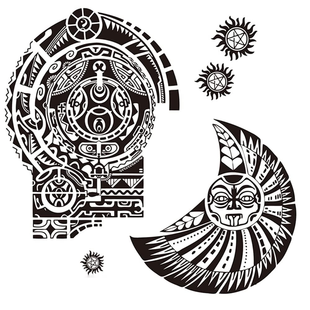 LEOARS (Set 1: Dwayne Tattoos) - 2 Sheets Extra Large Temporary Tattoo Similar The Rock Arm Chest Big Totem Body Tattoos Sticker for Men Women Make Up Waterproof Fake Tattoo