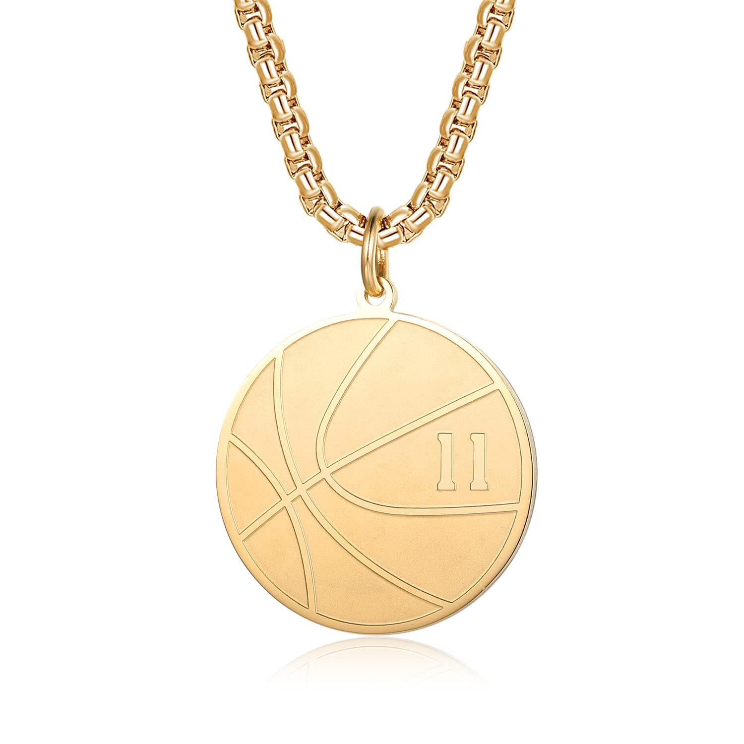 Basketball Number Necklace for Boys Gold Stainless Steel Basketball Pendant Sport Jewelry Gifts for Men
