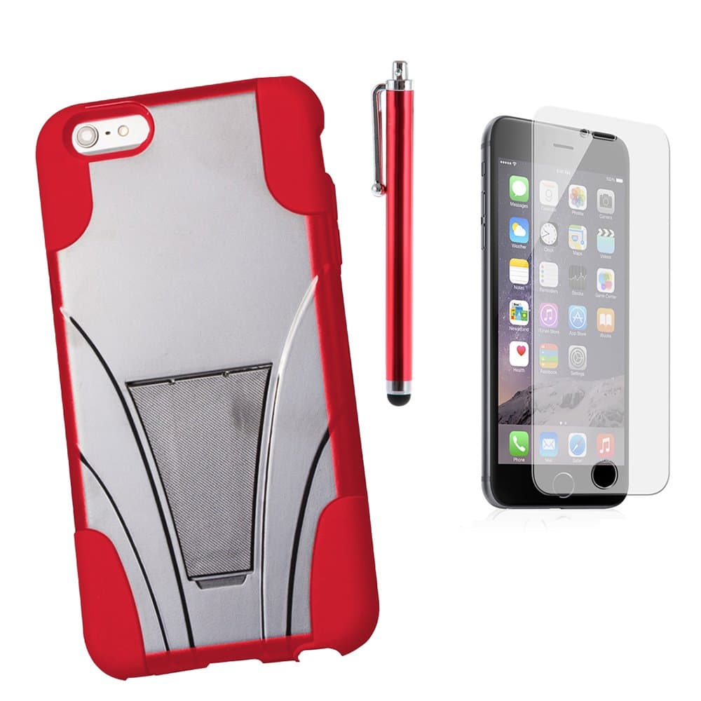 iPhone 6 Plus Case With Stand. Best Protective Rugged Shockproof Slim Design by Relevnt for Apple 5.5” Phone. Act Now for Bonus: All Cases include Screen Protector Stylus and Cleaning Cloth-Red/Black