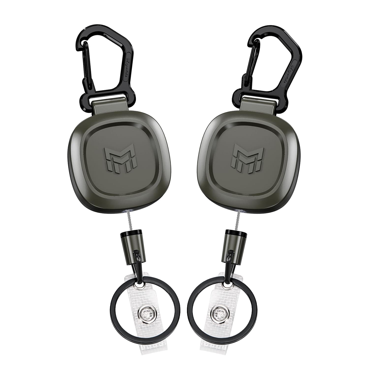 MNGARISTA 2 Pack Heavy Duty Retractable Keychain, Metal Carabiner Badge Holder Reel, Retractable ID Badge Holder with 31.5” Steel Cord, 8.0 oz
