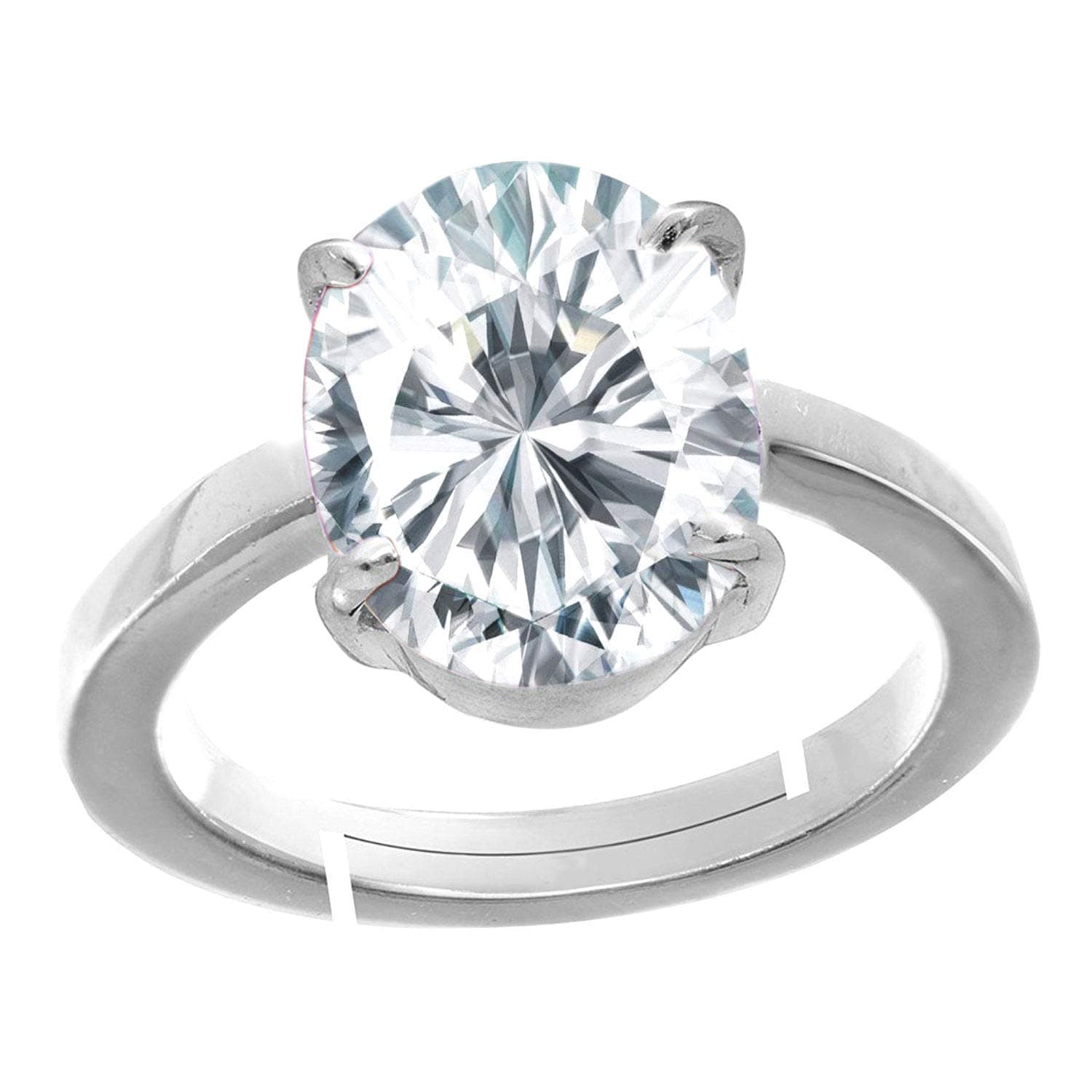 Sponsored Ad - Natural White Zircon Stone Silver Adjustable Astrological/Purpose Ring for Men and Women AA+ Quality (4.00 Carat)
