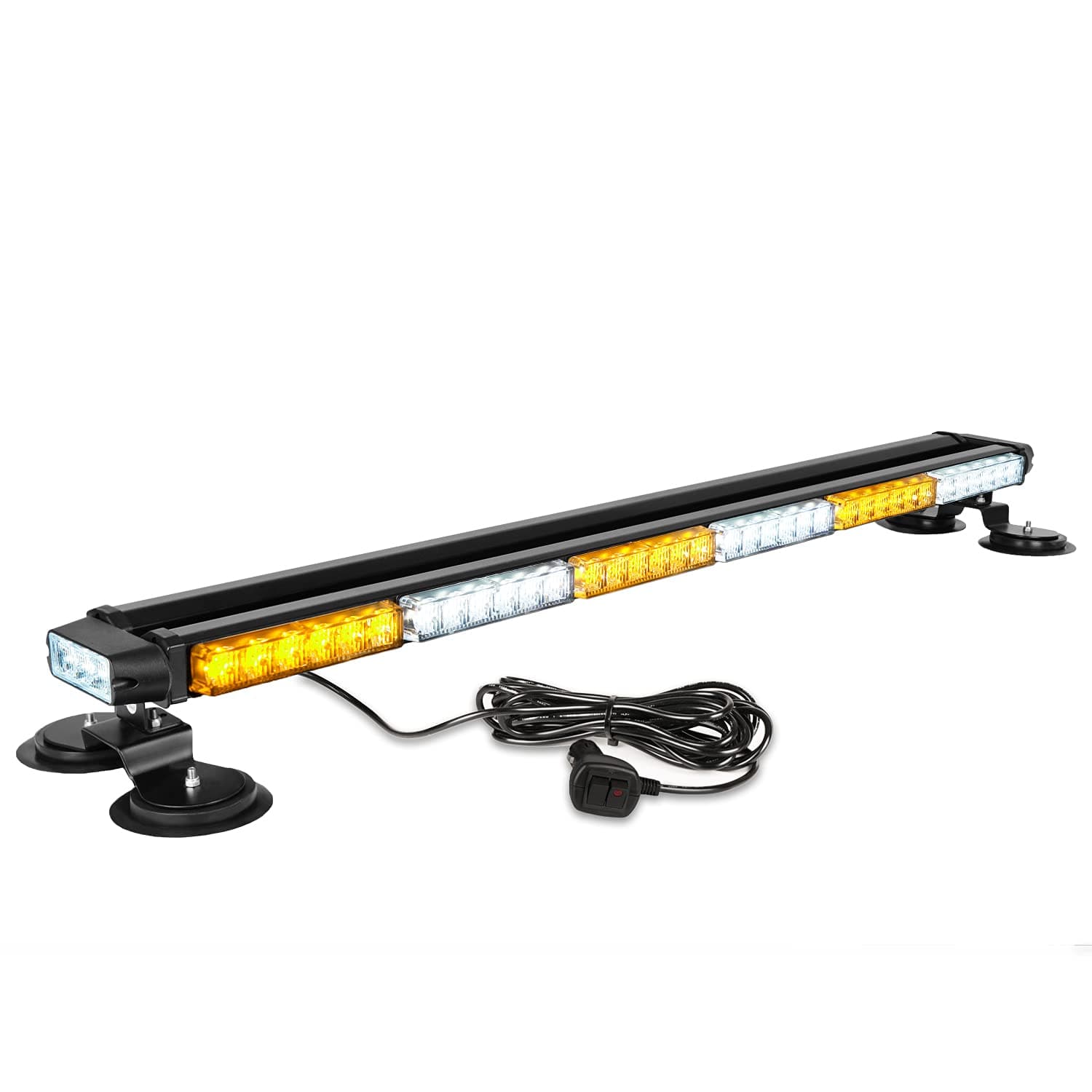 ASPL38.5" 78 LED Strobe Light Bar Double Side Flashing High Intensity Emergency Warning Flash Strobe Light with Magnetic Base for Safety Construction Vehicles Tow Trucks Pickup (Amber/White)