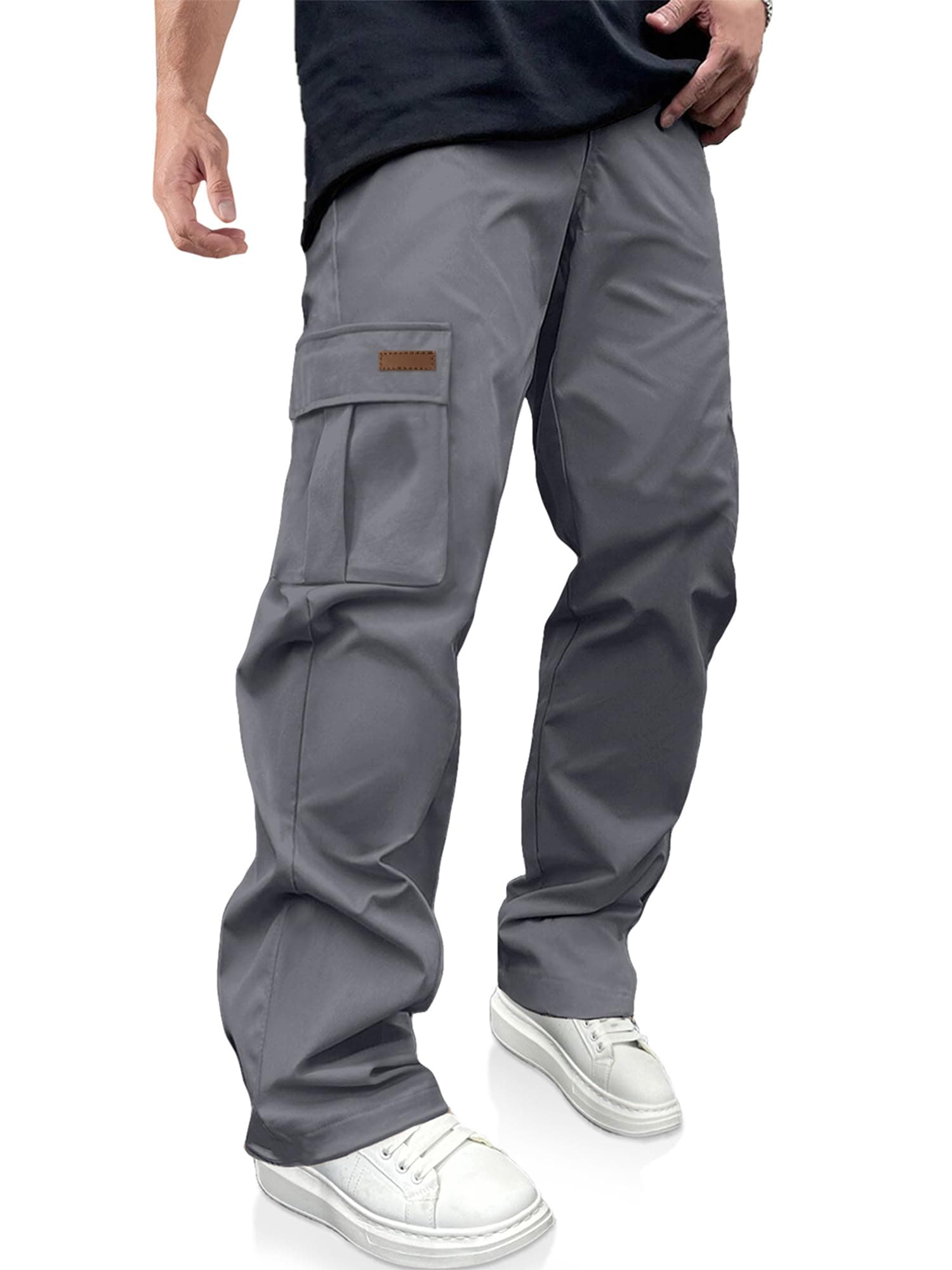 Men's Casual Cargo Pants Drawstring Hiking Workout Tactical Joggers Sweatpants for Men with Pockets
