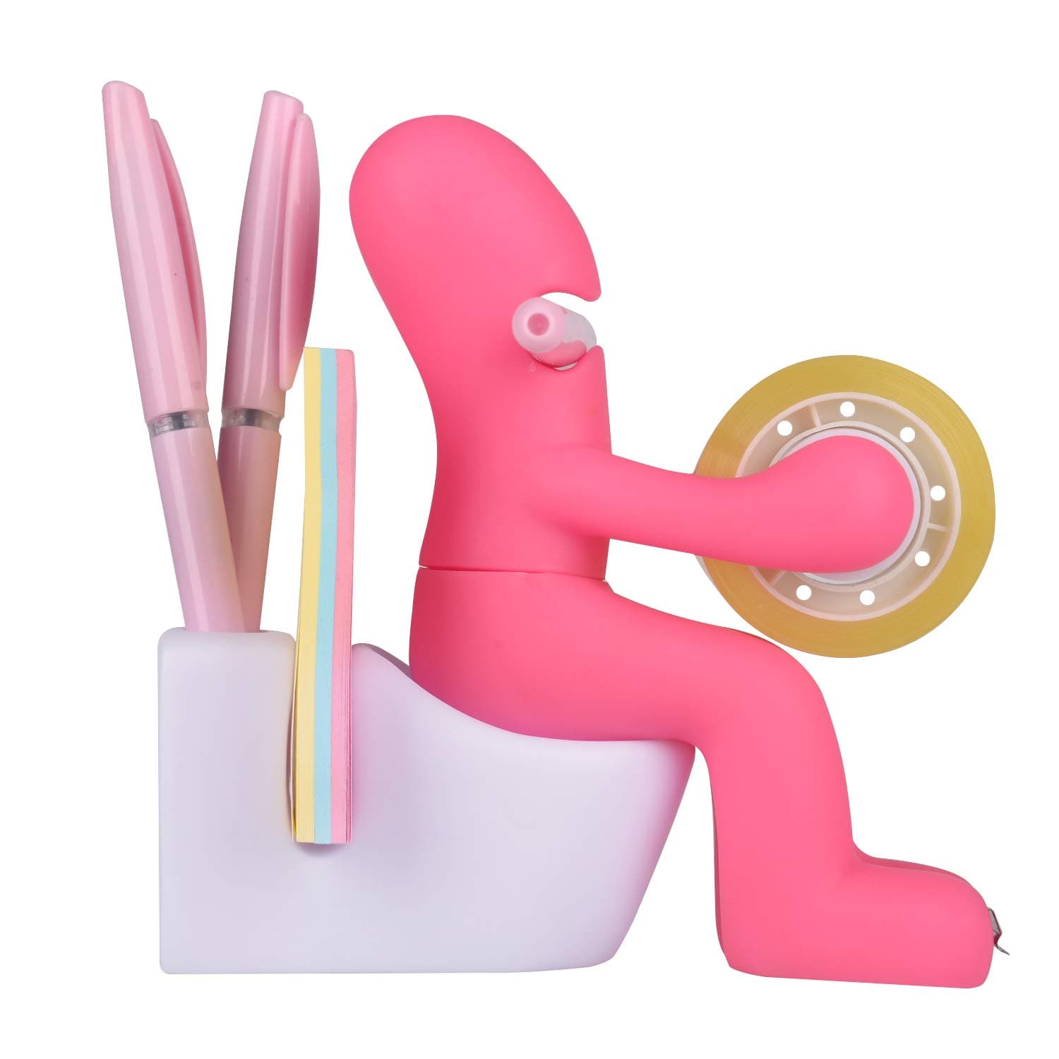 Funny Office Gift – Butt Station Desk Organizer with Tape Dispenser, Pen Holder, Sticky Note Slot & Paper Clip Tray – Unique Gag Gift for Coworker, Boss, or Friends (Pink)