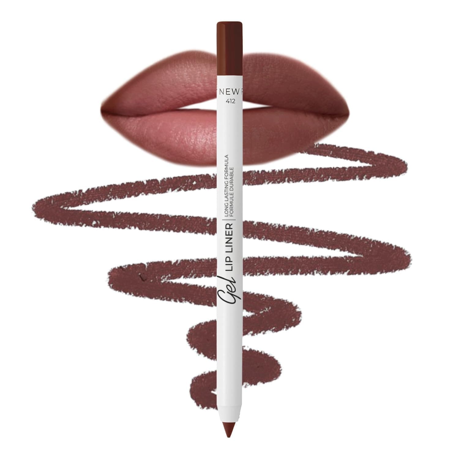 Lip Liner Pencil - Spicy Nude - 2-in-1 Waterproof Lip Liner - 8-Hour Wear, Creamy Texture, Sharpenable, High Pigment - Provides Smooth Finish or Full Coverage - N.412