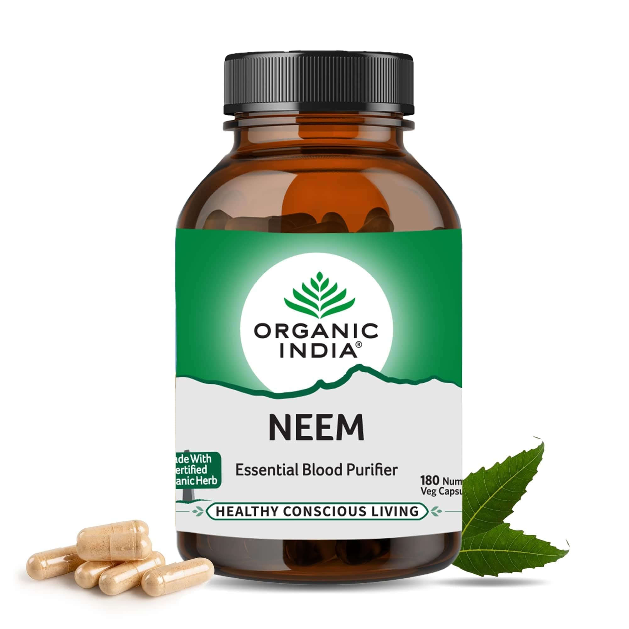 Neem Ayurvedic Capsules || Blood Purifier Anti Acne || Anti Bacterial & Fungal infections || Skin Wellness || Chronic UTI - 180 Capsules