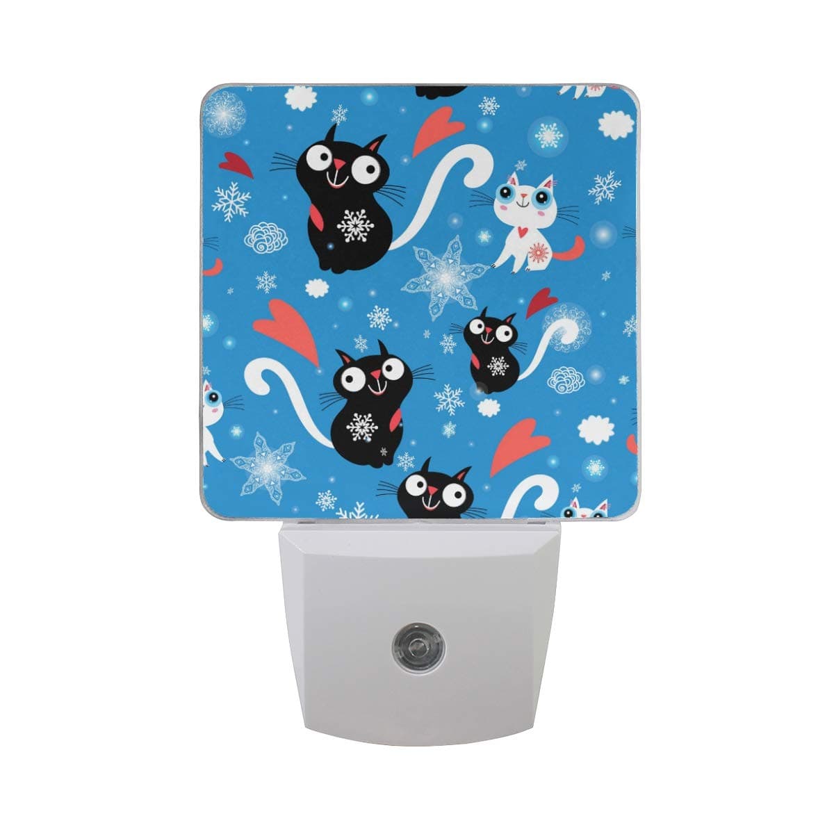 Moyyo Christmas Cats With Snowflakes Night Light Plug in LED Dusk to Dawn Sensor Soft Night Light Lamp Wall Lights Decorative Home Indoor Bedroom Kitchen Toilet Hallway for Kids Children Adults