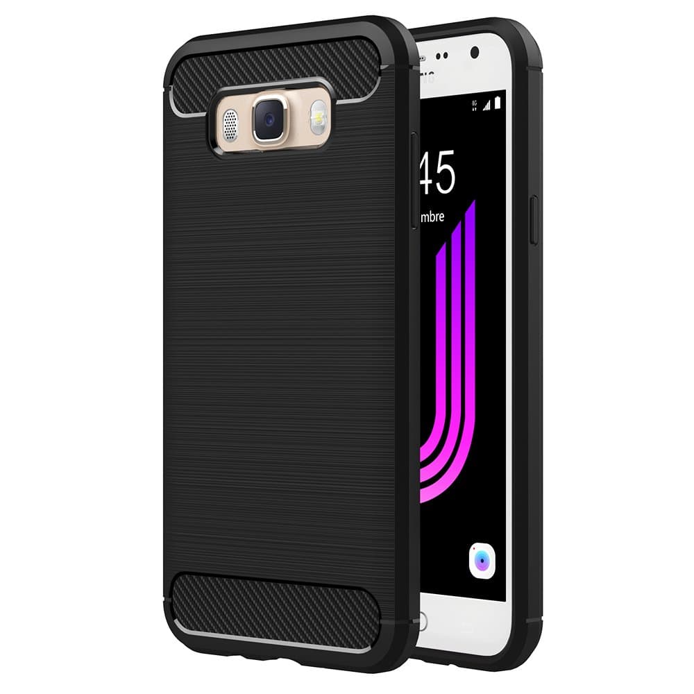 Samsung Galaxy J7 2016 Case, Samsung J7 J710F/J710FN Black Silicon Soft TPU Case Premium Anti Slip Scratch Resistant Case Back Carbon Fiber Cover for Samsung J7 2016 5.5"