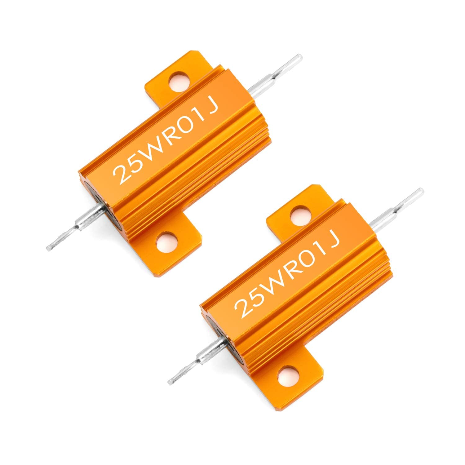 Chanzon 2pcs 25W 0.01 Ω ohm Wirewound Aluminum Shell Resistor 0r01 r01 ±5% Tolerance 0.01R Rohs Certified
