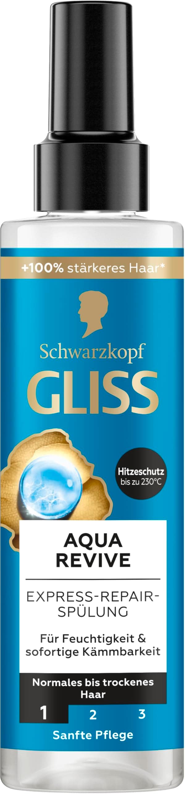 Gliss Express Repair Conditioner Aqua Revive (200 ml), Conditioner Provides an Extra Dose of Moisture & Healthy Shine, with Heat Protection up to 230 °C