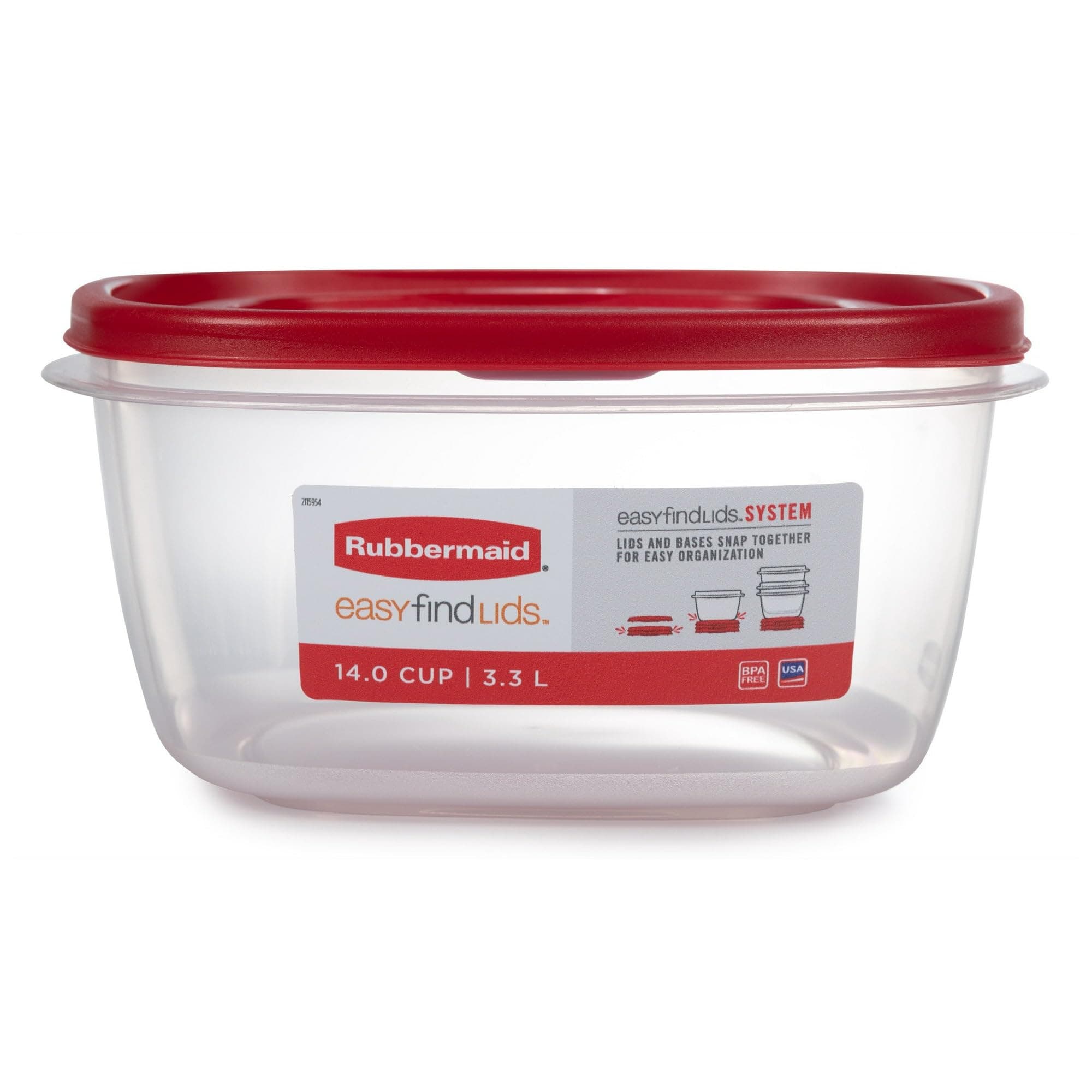Easy Find Lids Food Storage Container, 14 Cup, Red 2 Pack