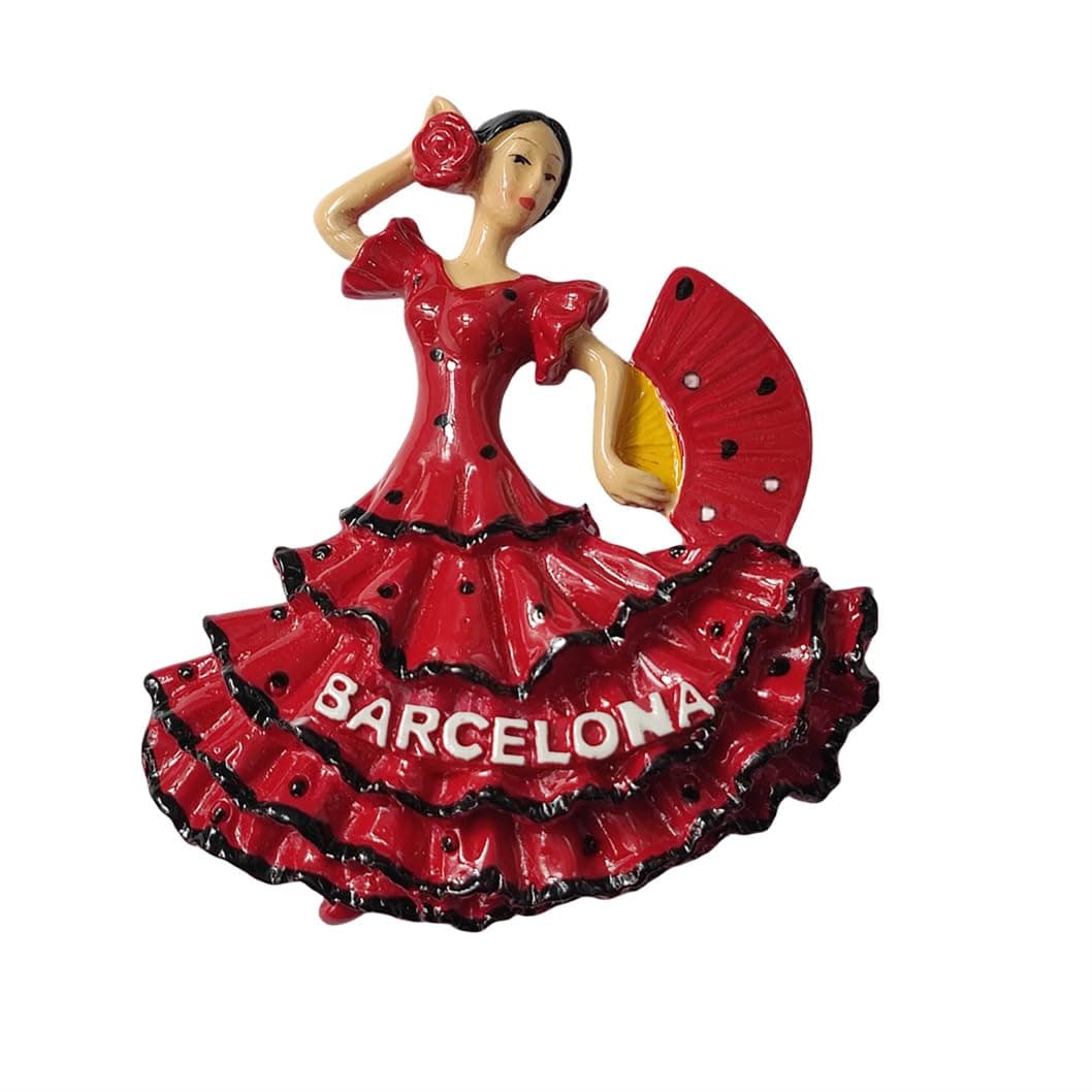 Barcelona Spain 3D Flamenco Dancer Fridge Magnet Souvenir Gift,Resin Handmade Barcelona Refrigerator Magnet Home & Kitchen Decoration Collection