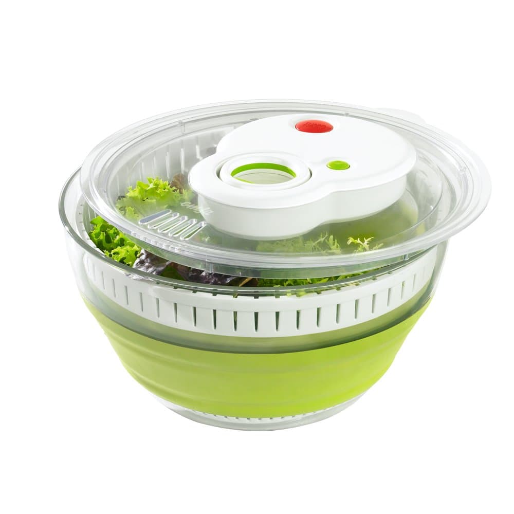 Emsa 512991 Turboline folding salad spinner, 4.5 litres, transparent/white/green