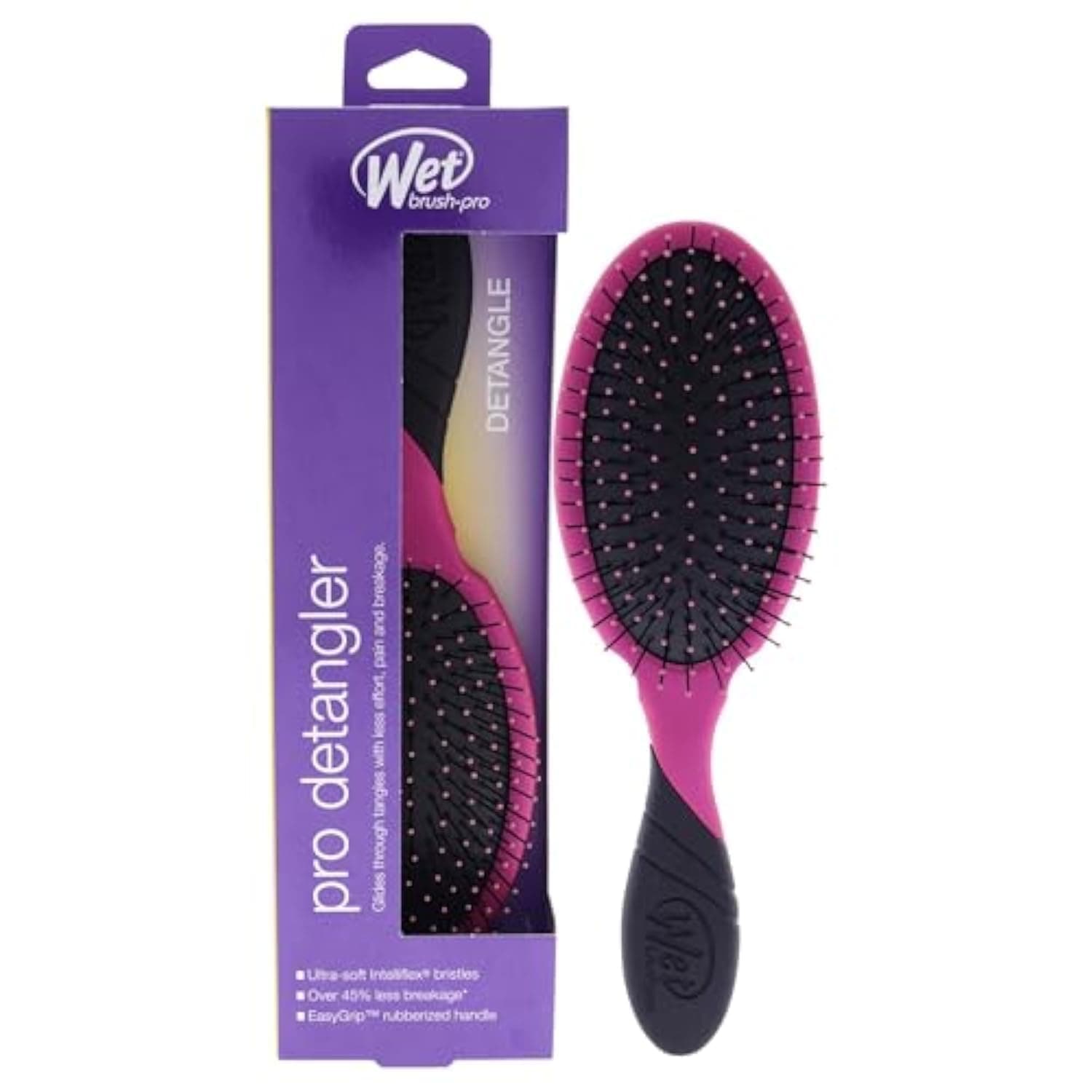 Detangler Hair Brush – Pink | IntelliFlex & HeatFlex Bristles | Pain-Free Styling for Wet or Dry Hair | Safe for Blow Drying | For All Hair Types, Extensions & Wigs