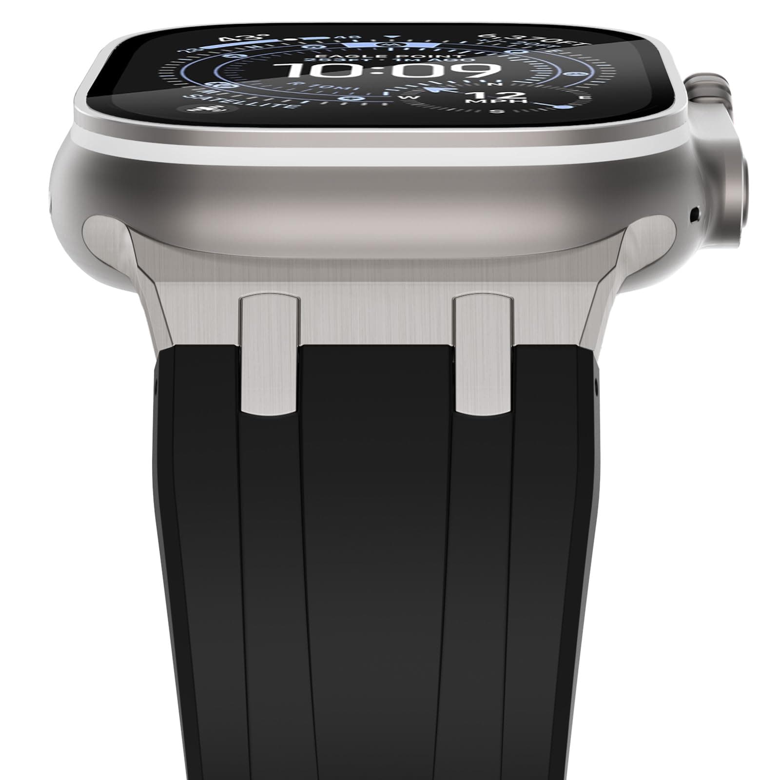 Silicone Strap Compatible with Apple Watch 49mm 46mm 45mm 44mm 42mm(Series 3 2 1), Sport Straps Replacement Band for iWatch Ultra 3 2 1 Series 11 10 9 8 7 6 SE 5 4 3 2 1,Black/Titanium