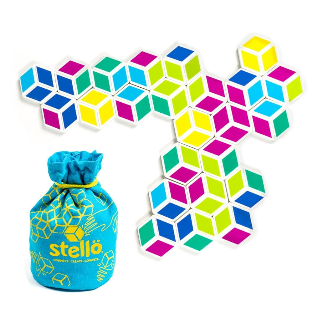 Mobi Stello Color Matching Game - Family Friendly Tile Matching Game, Colorful Plastic Tiles Learning Activities for Ages 5 and Up, 48 Tiles and More Than 5 Ways to Play for 1-4 Players