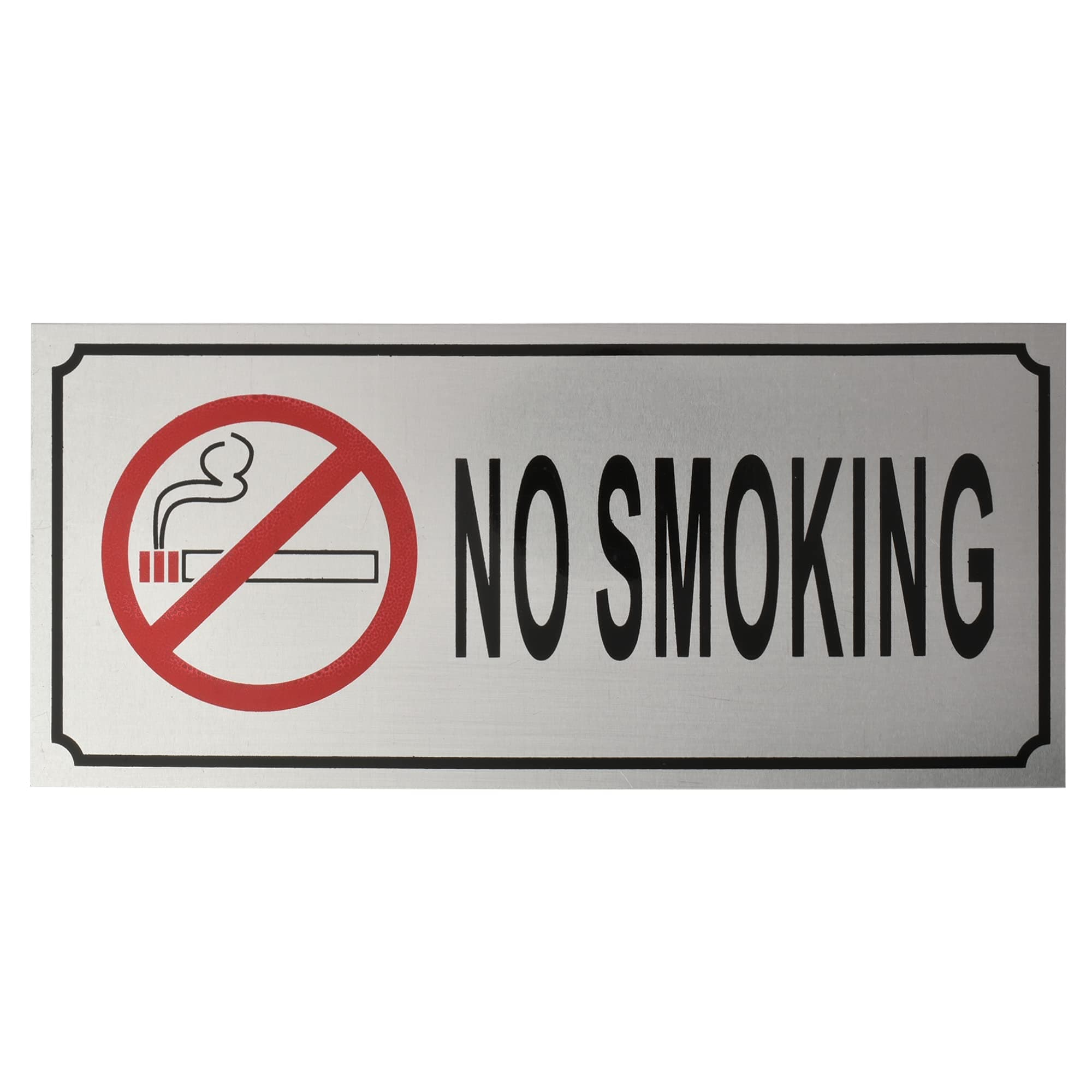 Buzz Cool Metal No Smoking Stickers | No Smoking Sign Board Signage Sticker | Metallic Stainless Steel No Smoking Stickers for Wall, Doors Offices Malls etc.