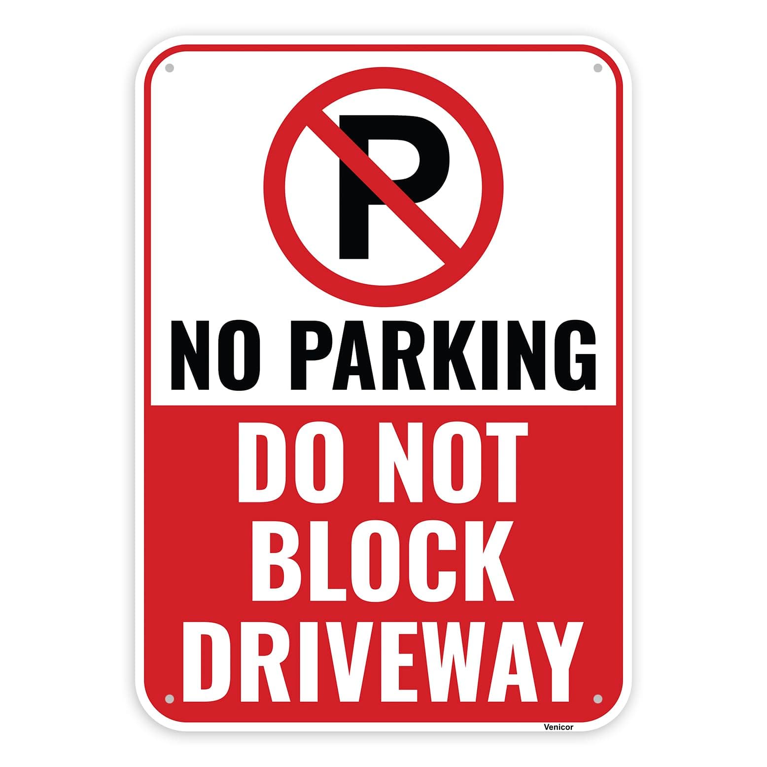 1PC No Parking Do Not Block Driveway Sign, 14 x 10 Inches - Aluminum - Do Not Park In Driveway Signs