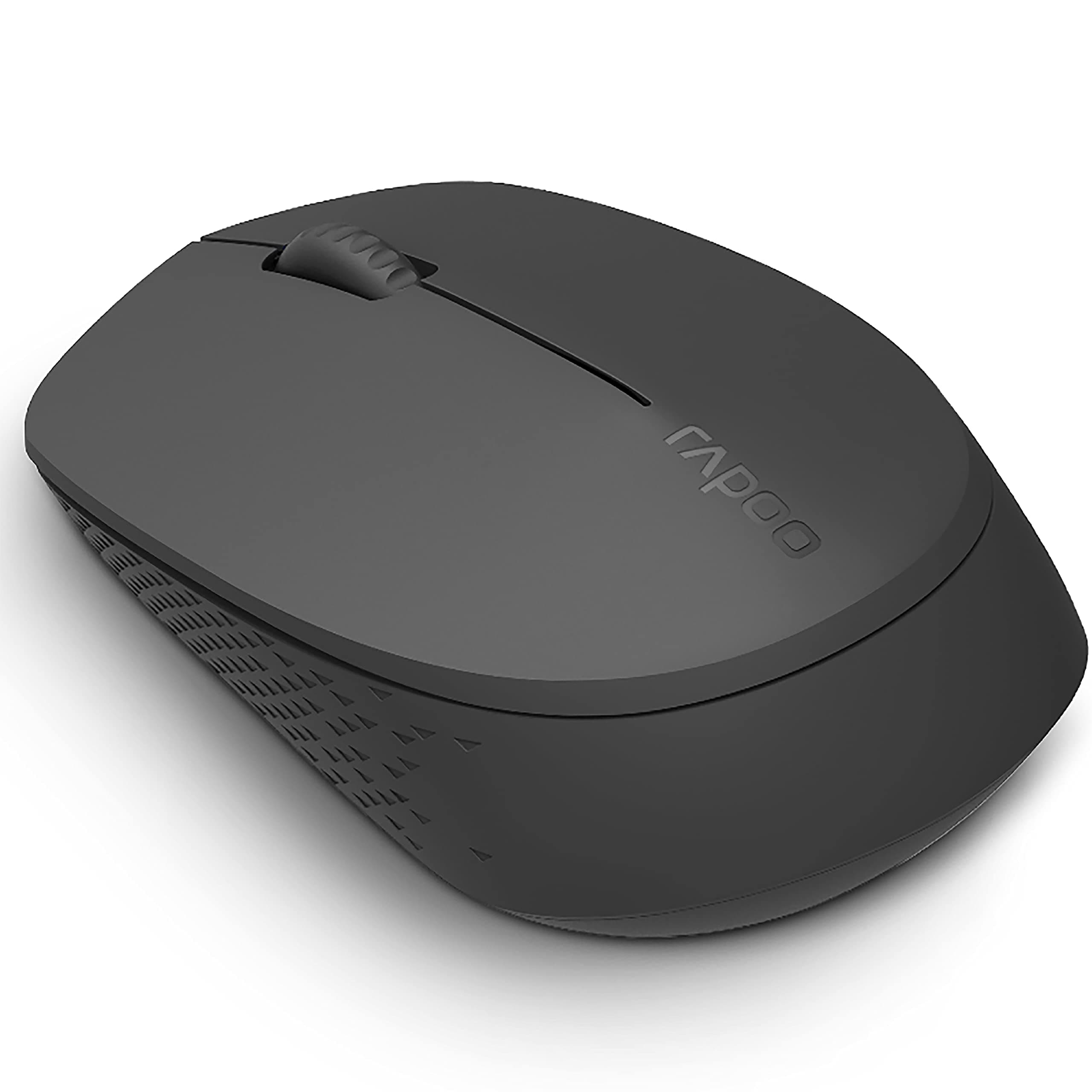 Rapoo M100 Ultra Silent Wireless Mouse with Bluetooth Multi-Device Connectivity Upto 3 Devices, Ergonomic Design, 1300 DPI & 10Mtr for PC/Laptop/MacBook/Tabletphones, 3 Years Warranty - Black