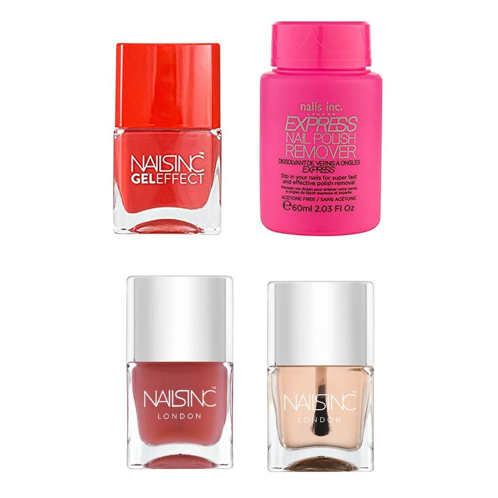 Nails Inc: Regents Park Gel Effect - 14ml, Kensington Caviar Top Coat - 14, Kensington Caviar Base Coat - 14ml, Express Nail Polish Remover - 60ml & Nail File