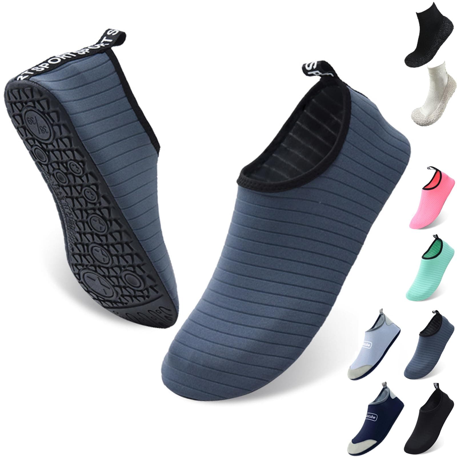 Water Shoes Womens Mens Beach Shoes, Quick-Dry Aqua Shoes Snorkeling Shoes Water Socks for Beach Swim Surf Walking Yoga