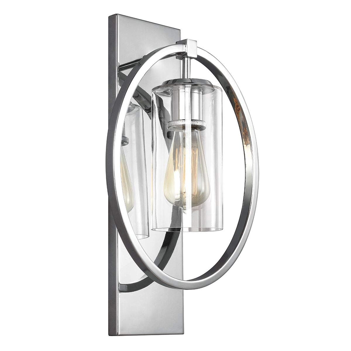 Katrina Oval Detail Contemporary Wall Light - H 457mm x W 266mm x D 155mm (Bright Chrome)