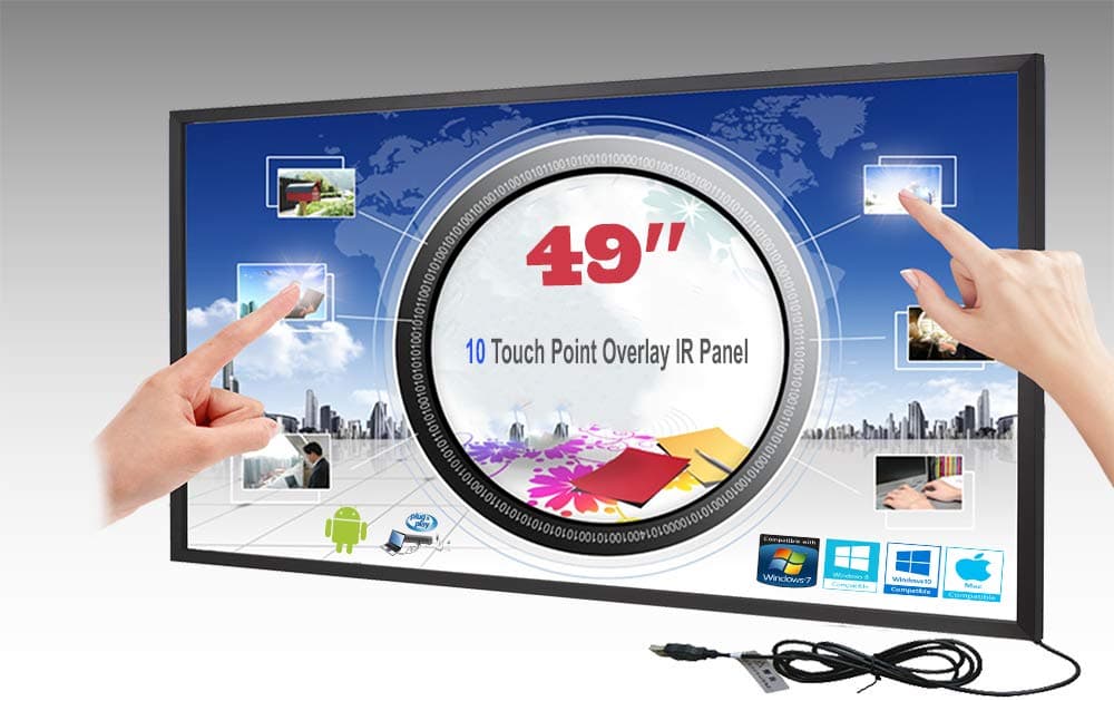 LCD/LED 10 Touch IR Overlay Touch Screen Frame Panel Interactive 49" 16:9 - No Glass