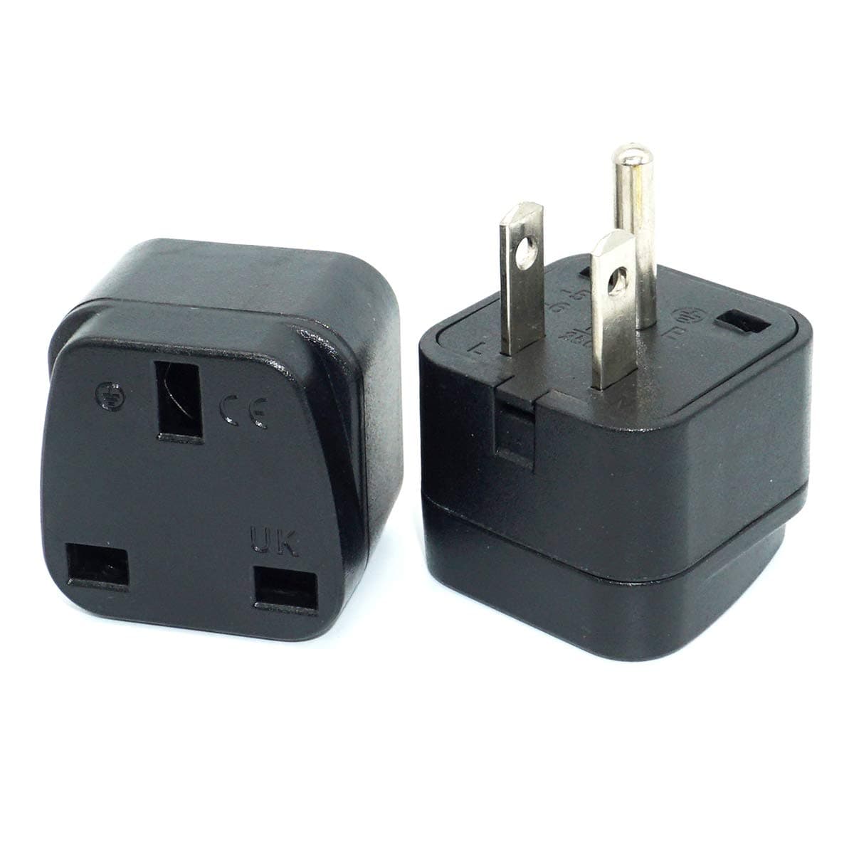 UAE/KSA/UK to US/Canada/Japan Plug Adaptor, 3-pin UAE/KSA/UK Plug Convert to 3-pin United State/Canada Socket with Safety Shutter (1 Piece, Black)
