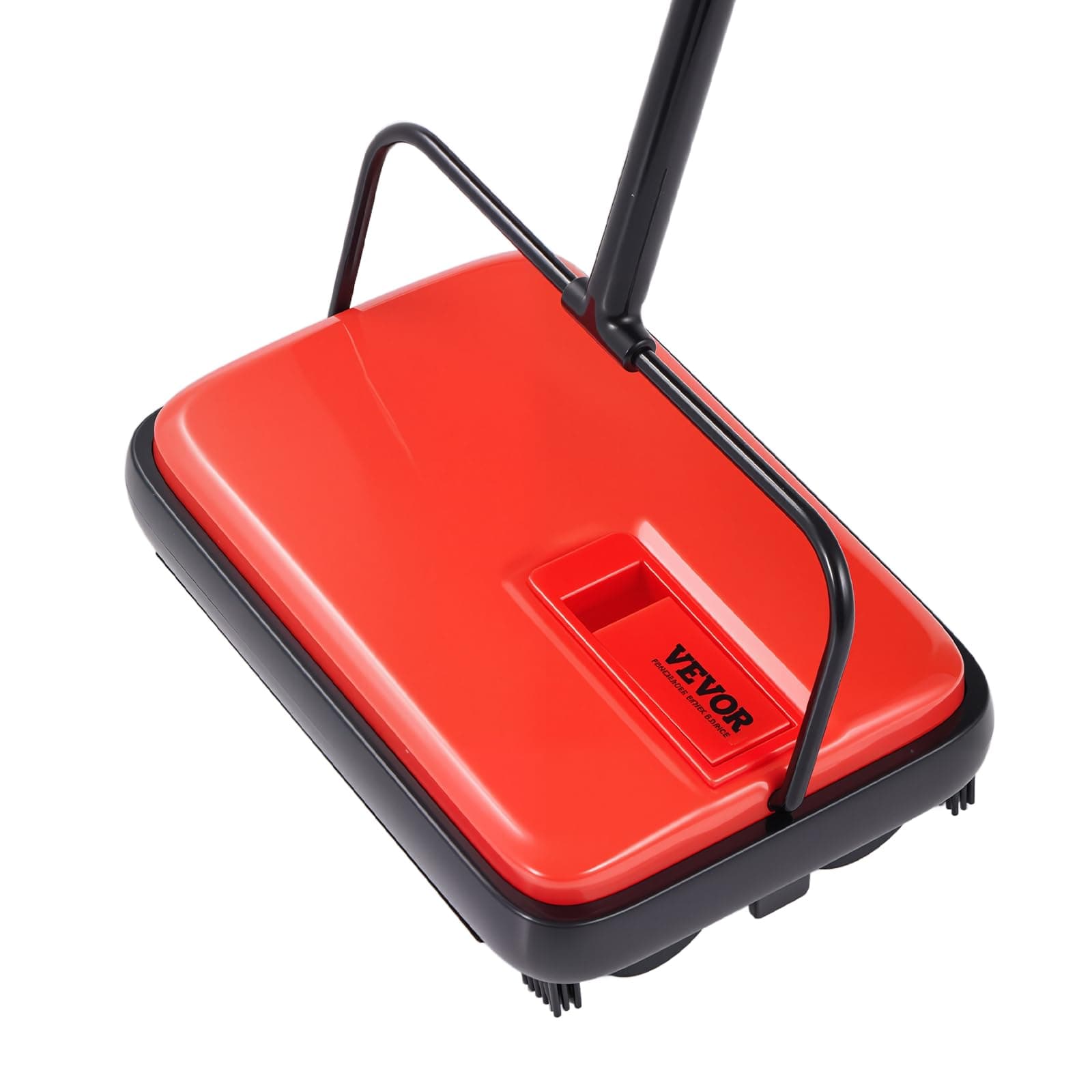 Carpet Sweeper Manual, Floor Sweeper with 300 ml Dustbin Capacity Easy to Empty, 6.7 inch Cleaning Width for Home Office Carpets Pet Hair Dust, Red