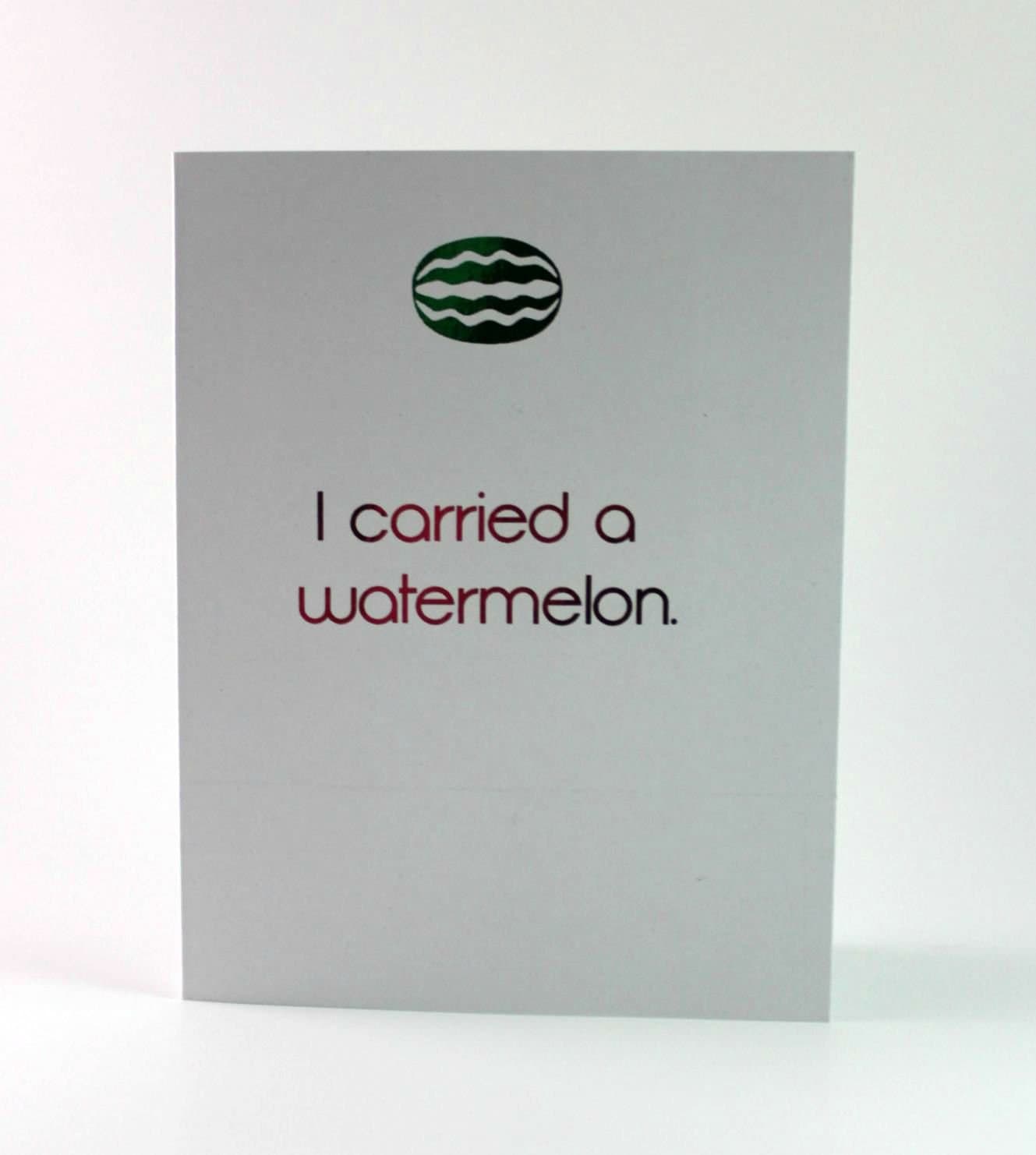 Dirty Dancing Handmade Greeting Card I Carried A Watermelon Metallic Foil Mom to Be Baby Congratulations Card Jennifer Grey Patrick Swayze