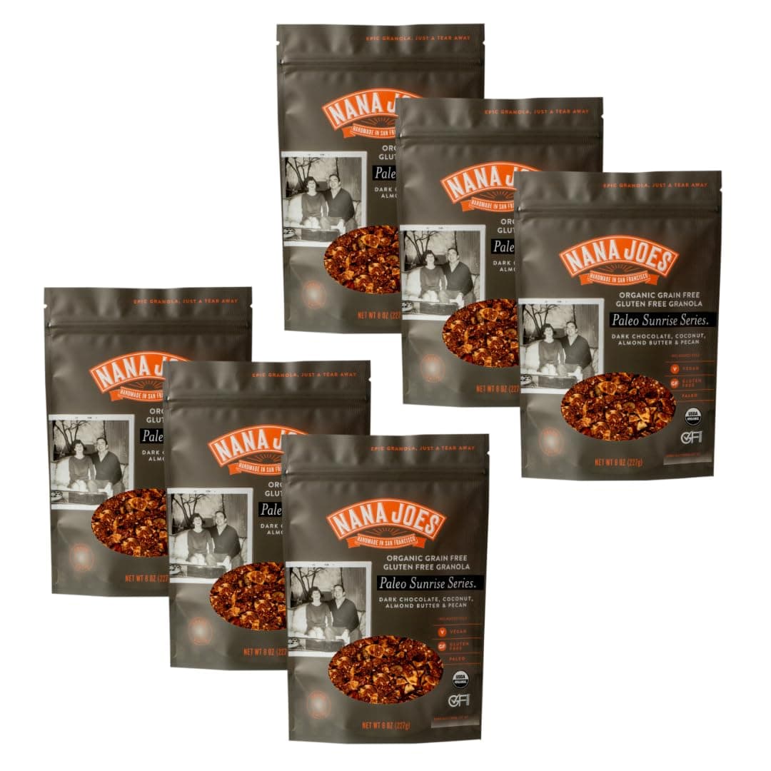 Nana Joes Granola Paleo Series | Hu Dark Chocolate, Coconut, Almond Butter & Pecan | Handmade Gluten-Free, Vegan, Healthy, Plant-Based, Organic, Refined Sugar-Free, Grain-Free | Superfood Breakfast (6 Pack)