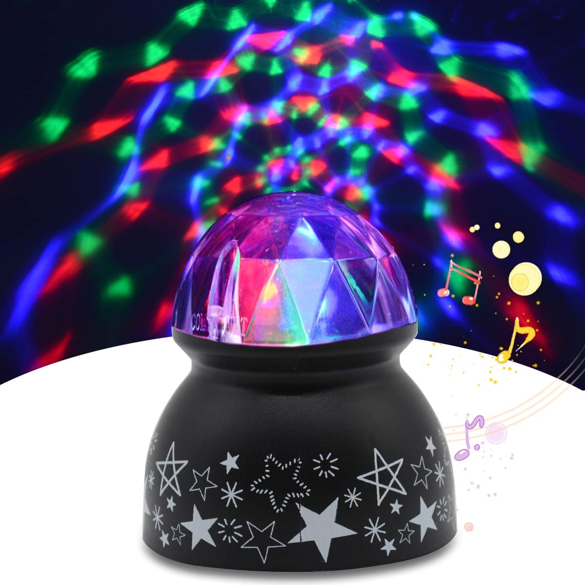 Disco Light Ball Sound Activated Party Lights, Dj Lighting, RBG Disco Ball, Strobe Lamp Stage Par Light for Dance Parties Birthday DJ Bar Wedding Show Club Pub Great Gift (Black-Voice Control)