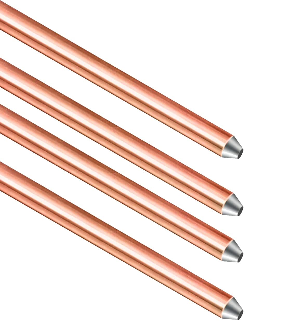 8ft Ground Rod - UL Listed 5/8'' Bonded Electrical Copper Grounding Bar for Signal Tower Fence Lightning Strike Electrode Earthing Rod, Industrial Grade Ground Rods (4, 5/8''x8')