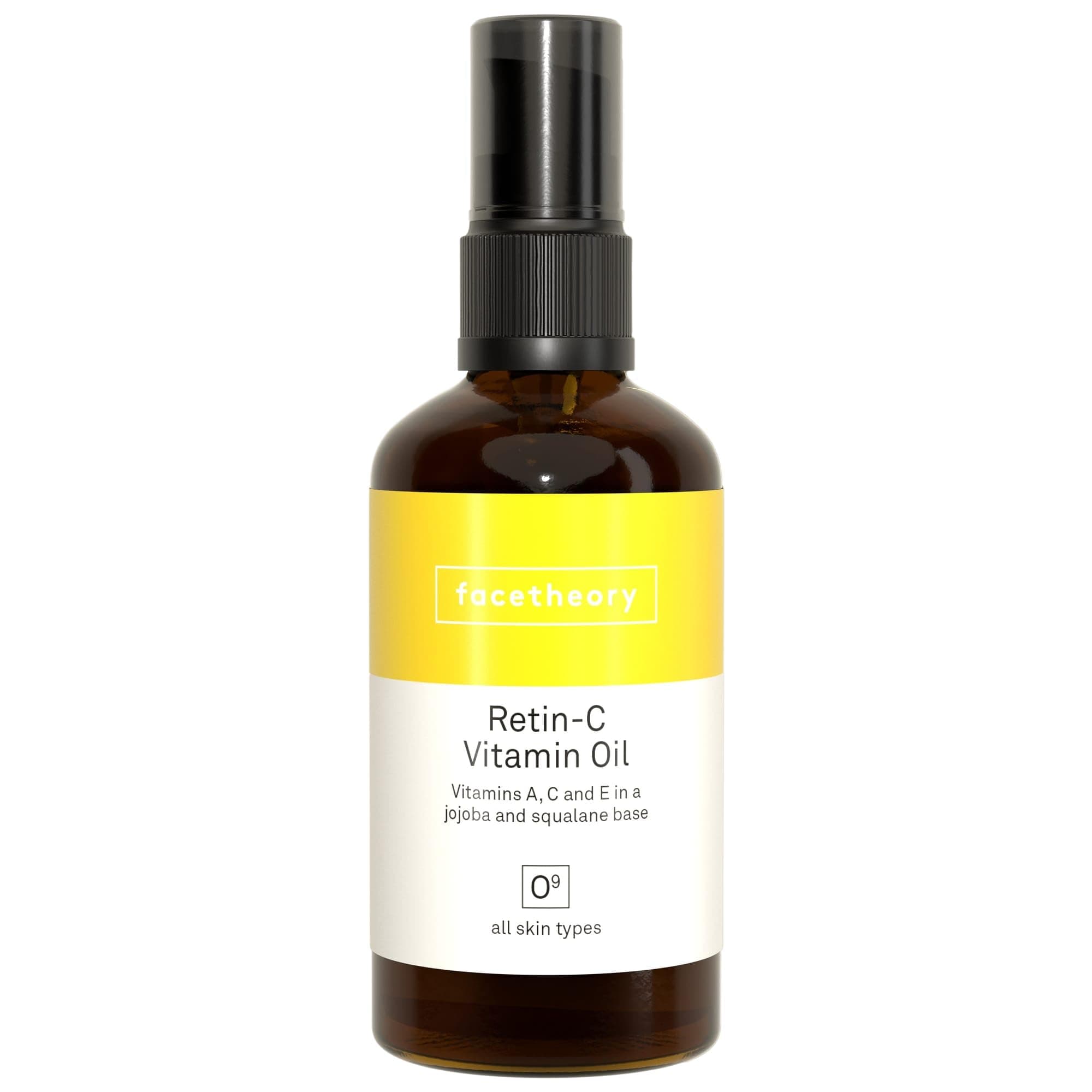facetheory Retin-C Vitamin Oil O9 - Acne Scar Face Oil, Loaded With Vitamin C and Vitamin E, Gentle On Skin, Non-comedogenic Base, Vegan and Cruelty-Free, Made in the UK | 100 ml