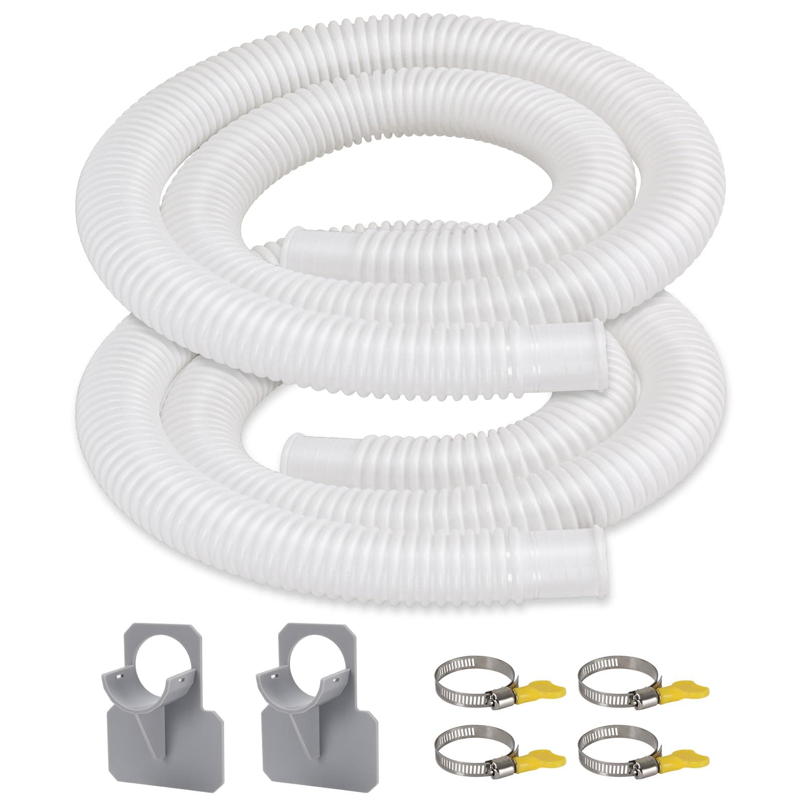 Pool Hoses for Above Ground Pool, 2 PACK 1.25 Inch Pool Filter Hose Accessory Bump Replacement Hose 59 Inch Long with 2 Holders and 4 Clamps