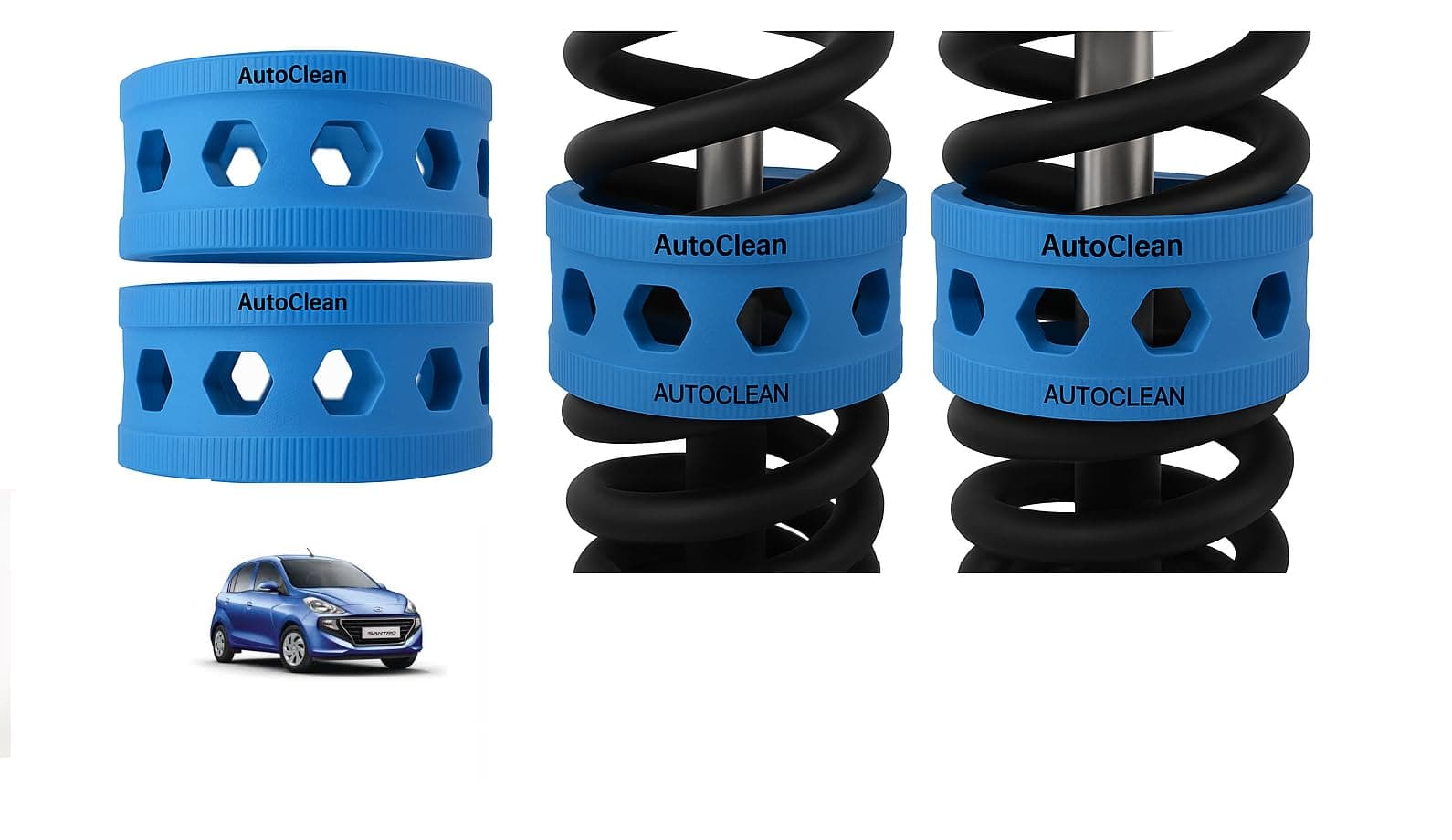 Autoclean Rear Coil Spring Rubber Buffer Kit for Santro (1998-2018) | Size D | Increases Car Height, Shock Absorber & Suspension Stabilizer Cushioner